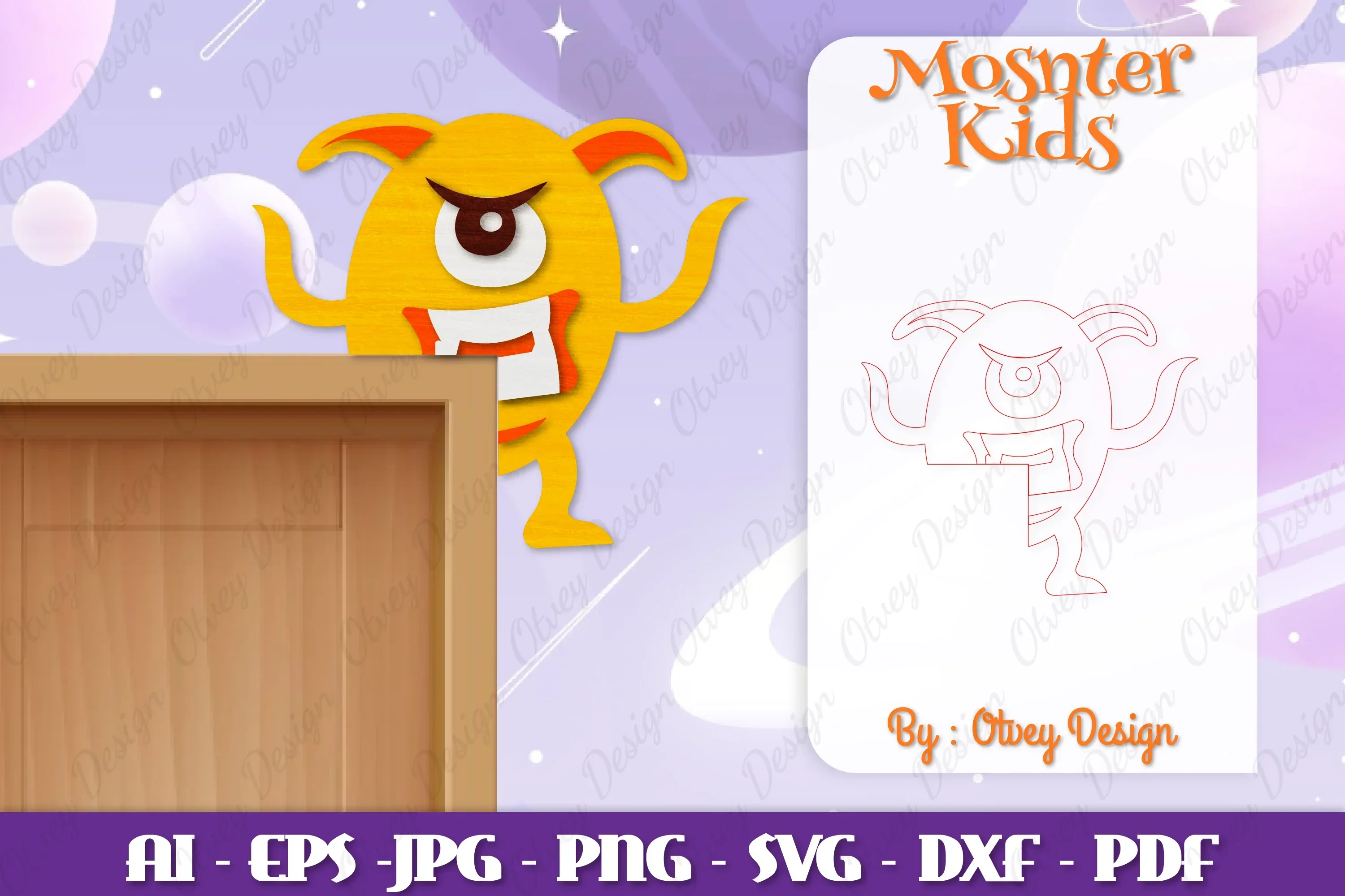 Monster Kids Corner Door Lasercut SVG Bundle