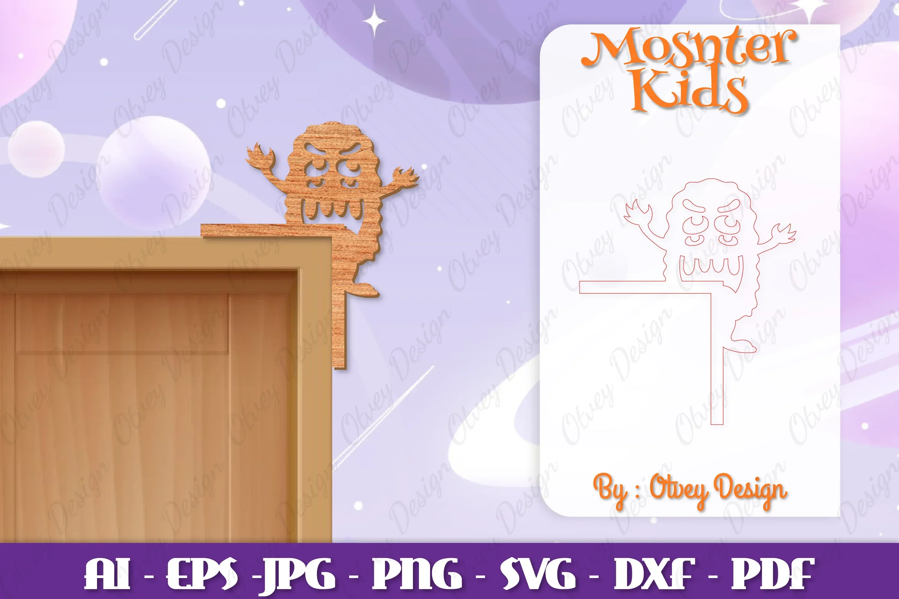 Monster Kids Corner Door Lasercut SVG Bundle
