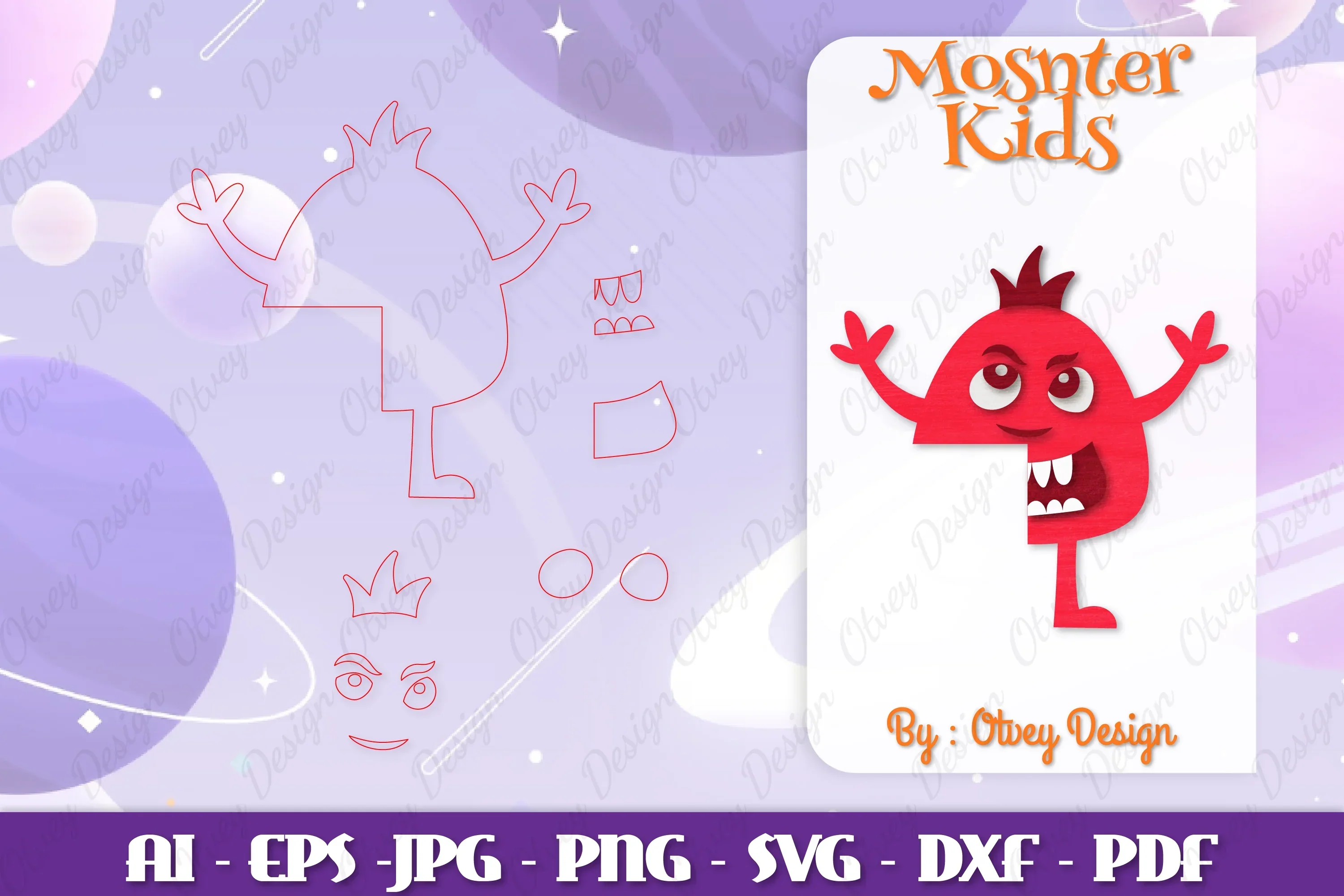 Monster Kids Corner Door Lasercut SVG Bundle - Image 2