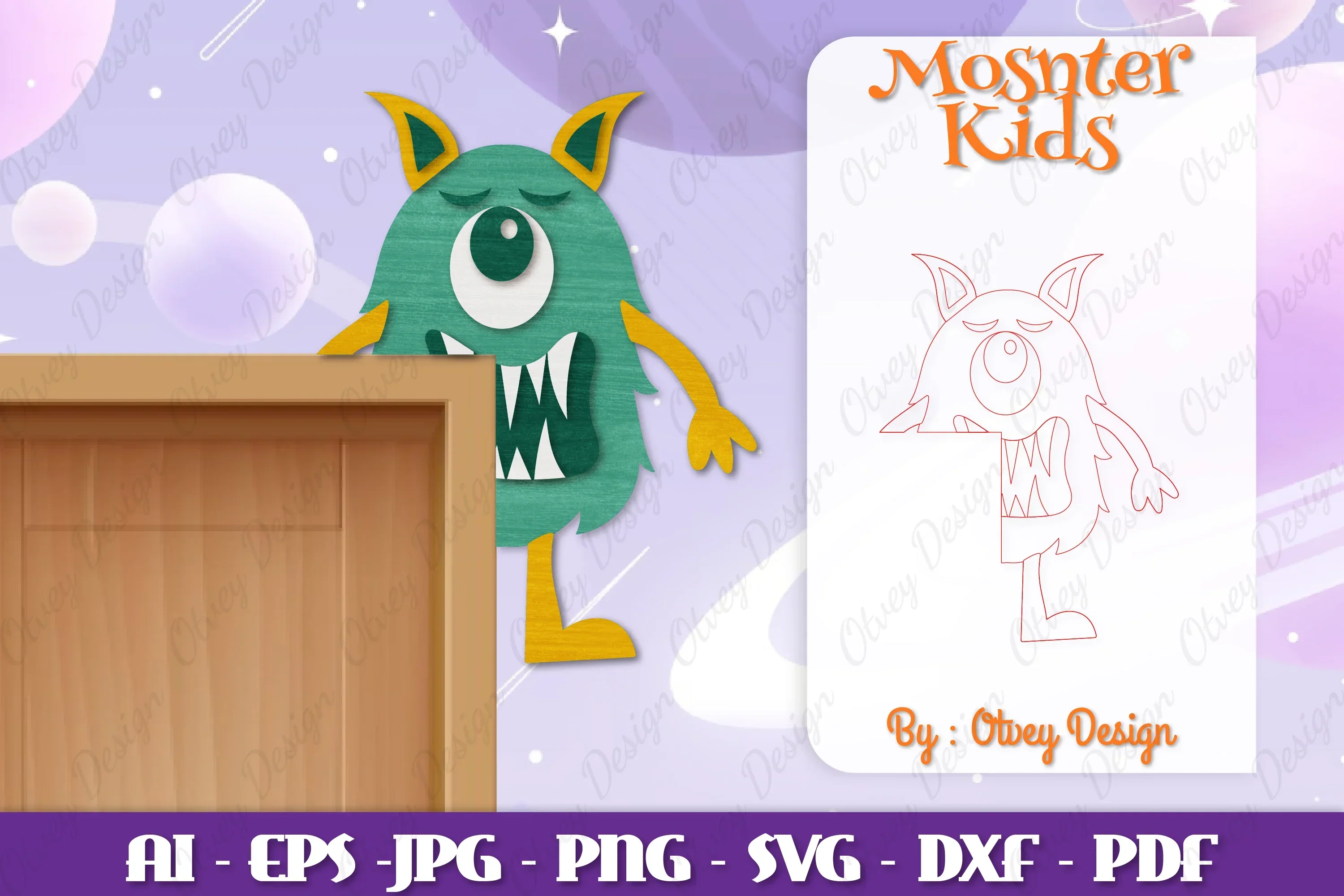 Monster Kids Corner Door Lasercut SVG Bundle