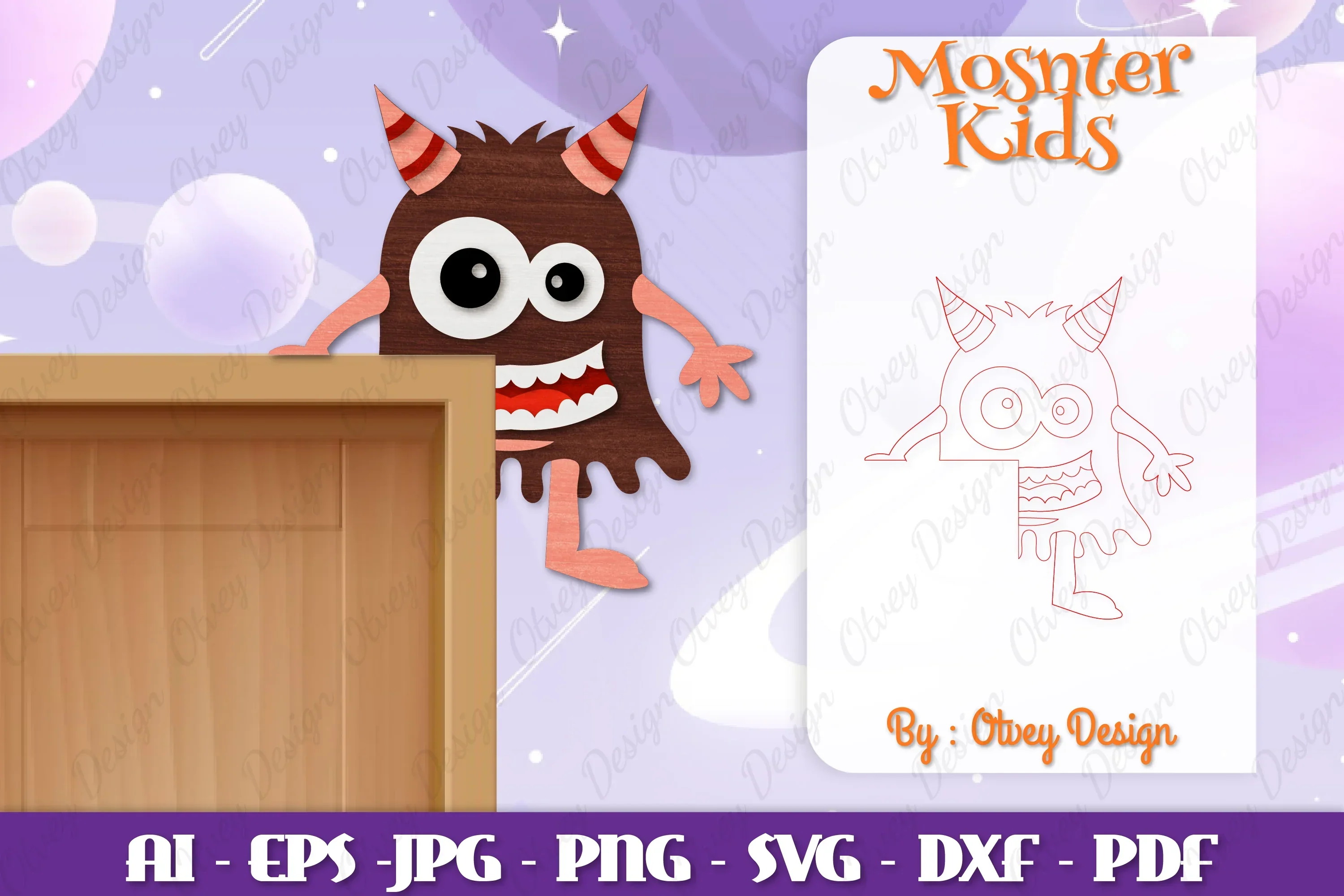 Monster Kids Corner Door Lasercut SVG Bundle