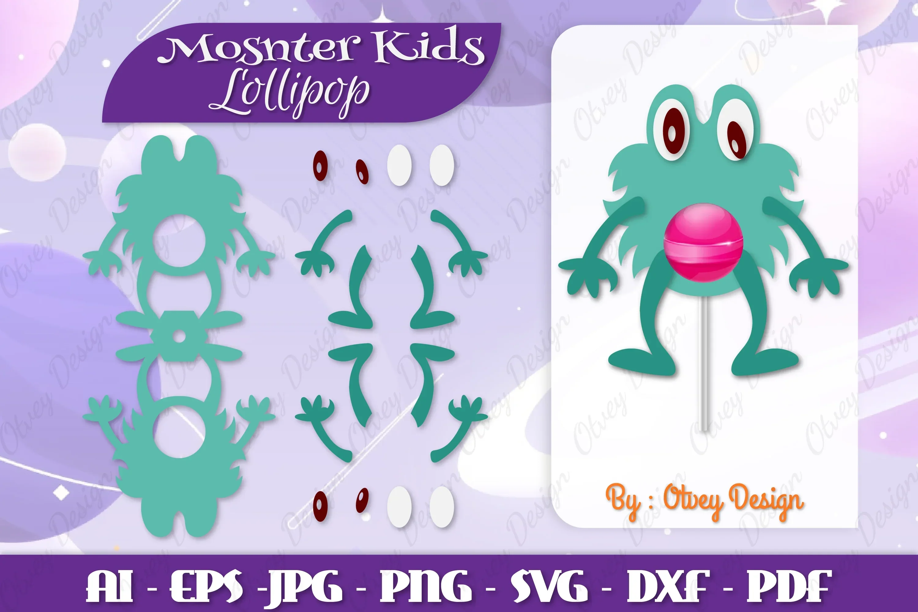 Monster Kids Lollipop Holders SVG Bundle