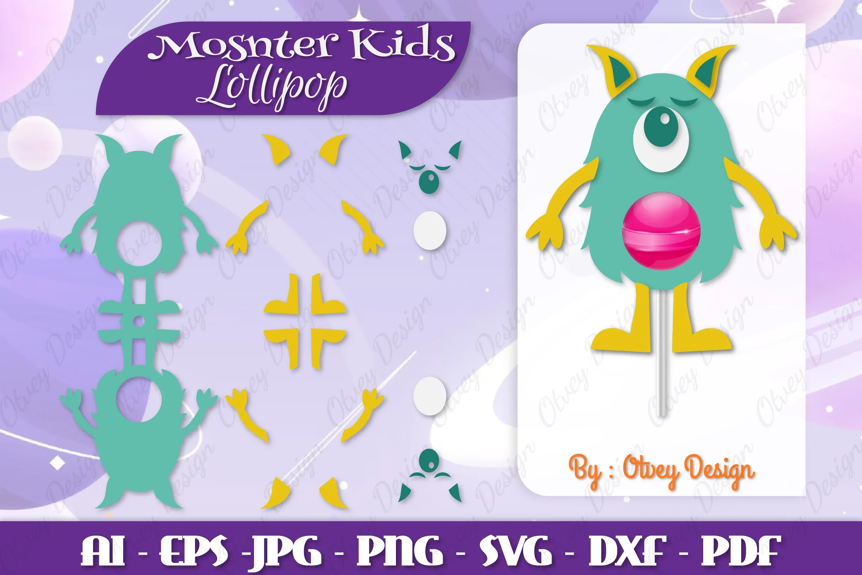 Monster Kids Lollipop Holders SVG Bundle