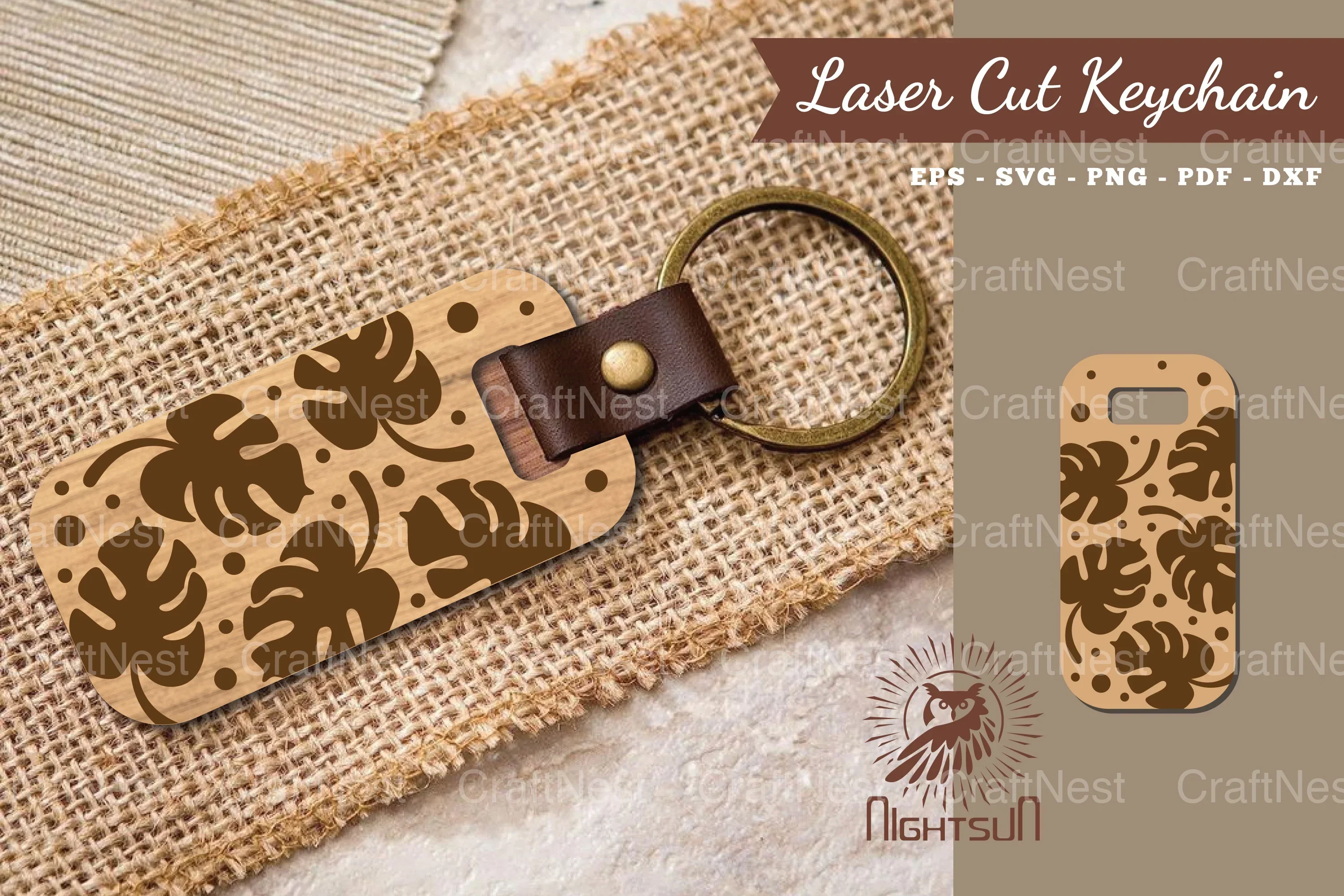 Monstera Leaves Laser Cut Keychain Design Bundle