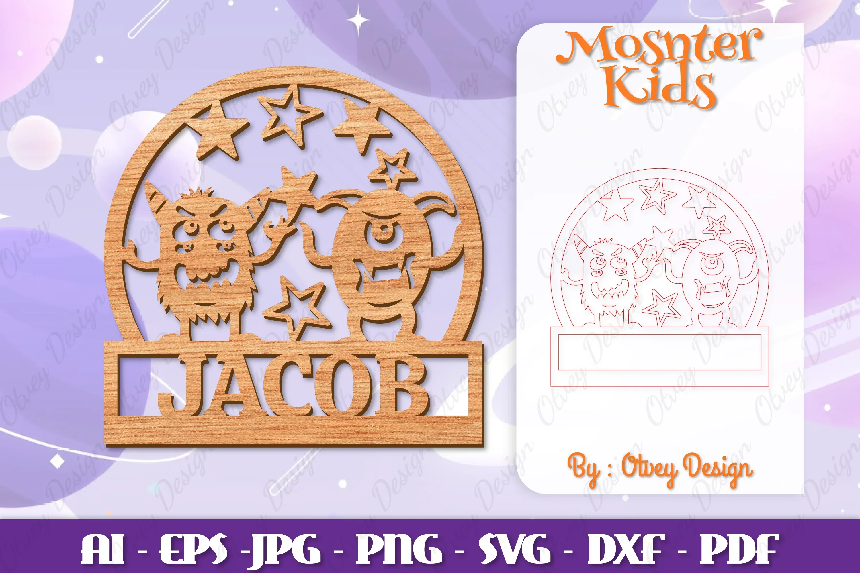 Monsters Kids Name Sign Lasercut SVG Bundle
