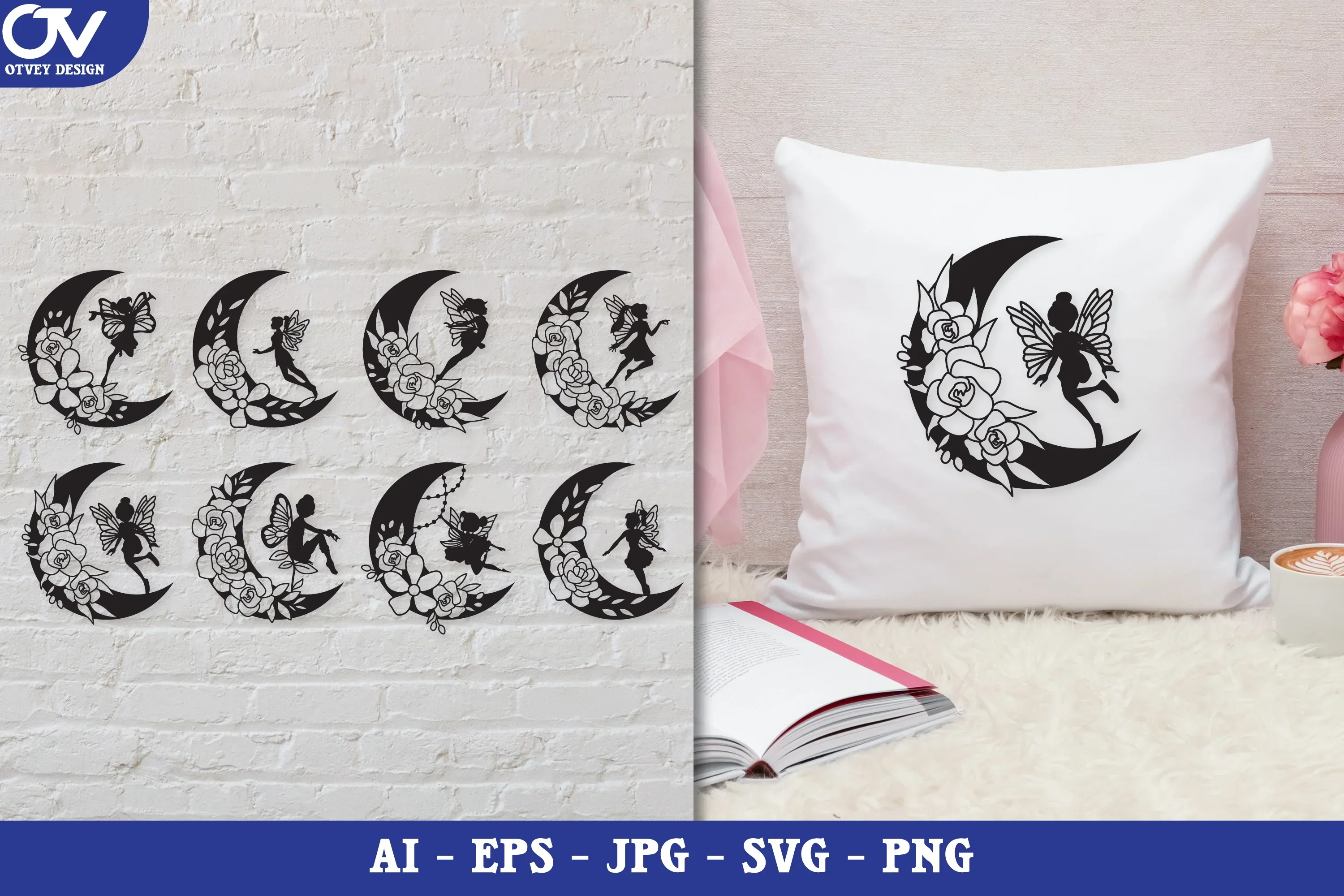 Moon Fairy Silhouette SVG Bundle - Image 3