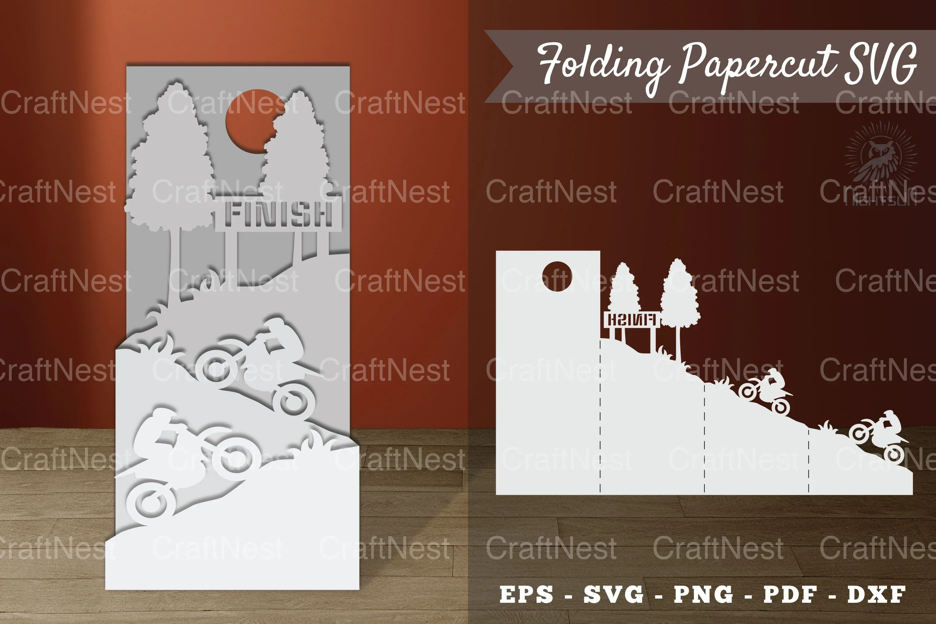 Motocross Folding Papercut Clipart Bundle