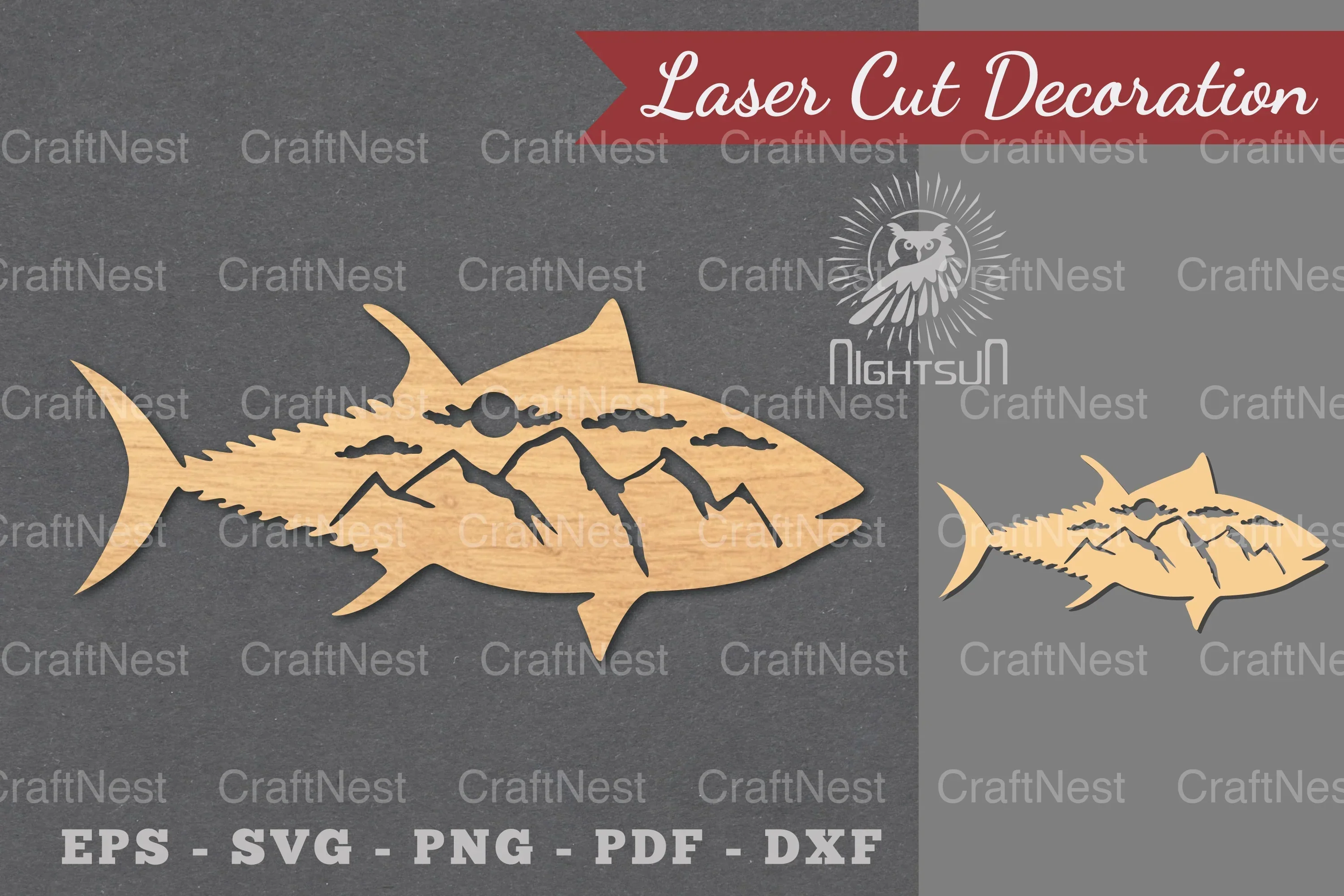Mountain Fish Laser Cut Decoration Clipart Bundle