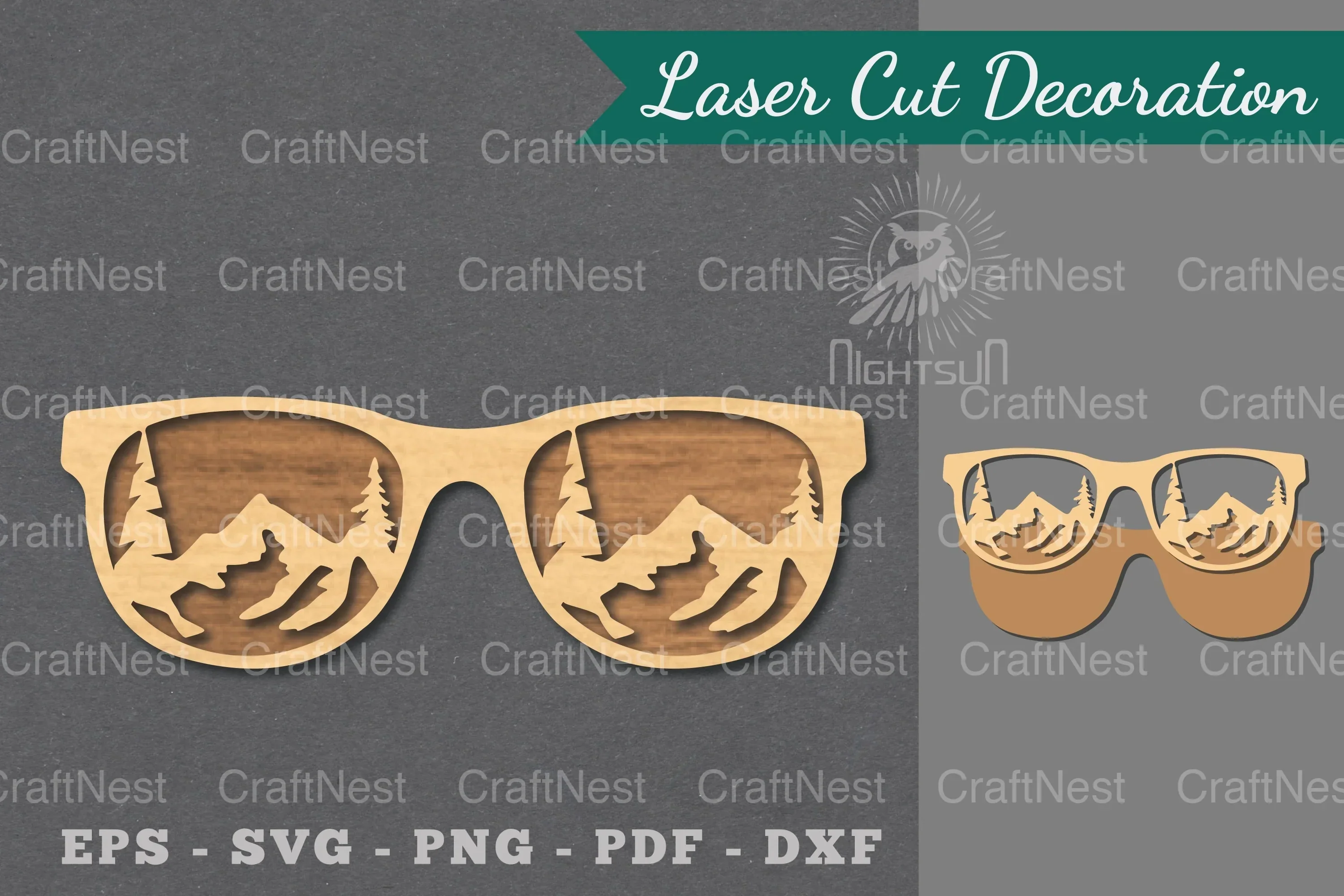 Mountain Glasses Laser Cut Decoration Clipart Bundle