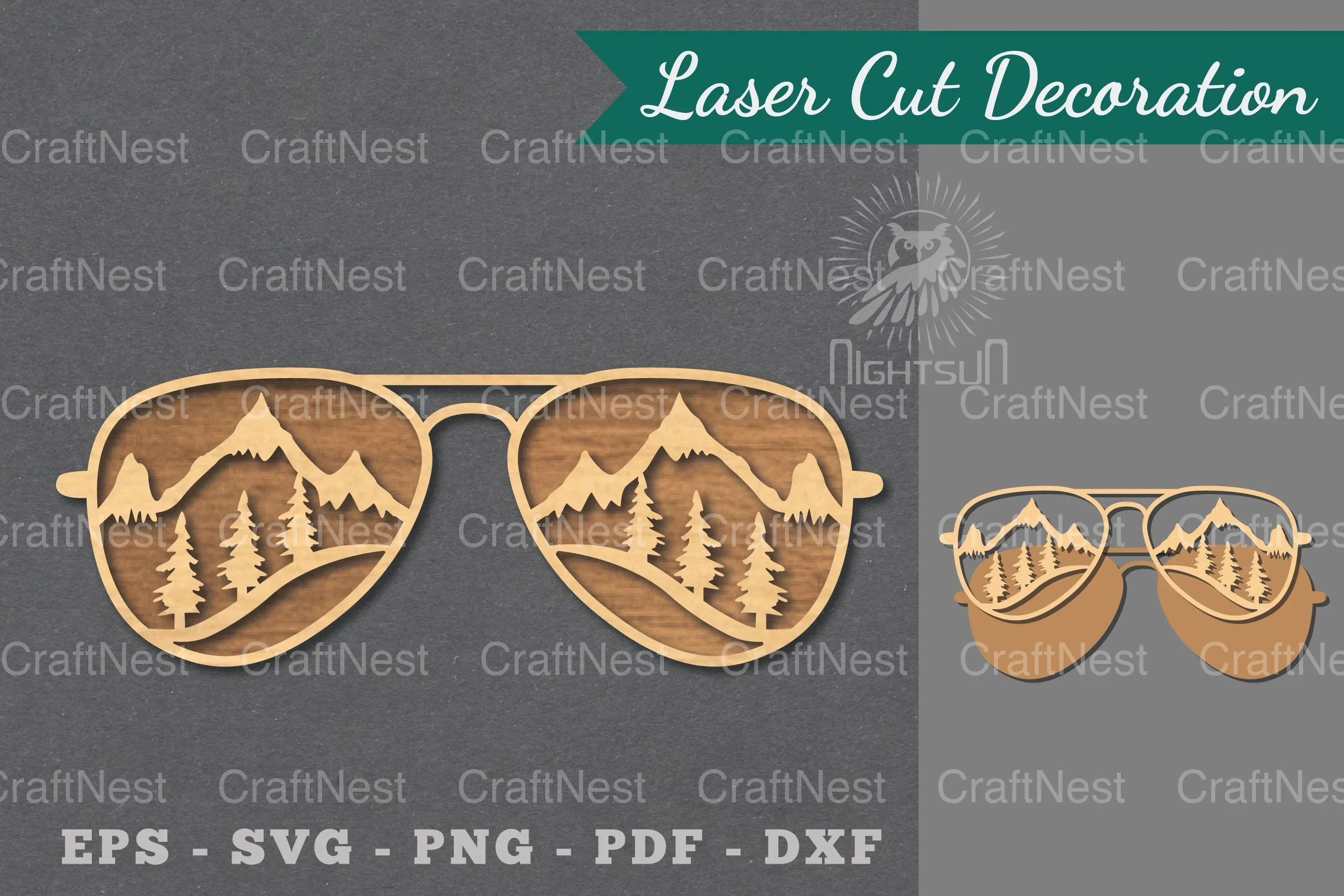 Mountain Glasses Laser Cut Decoration Clipart Bundle