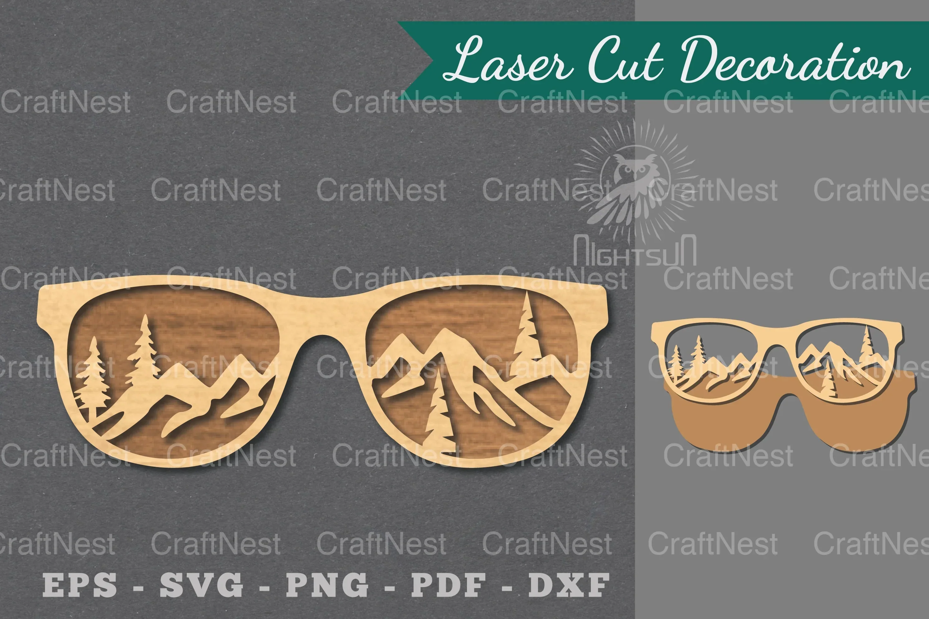 Mountain Glasses Laser Cut Decoration Clipart Bundle