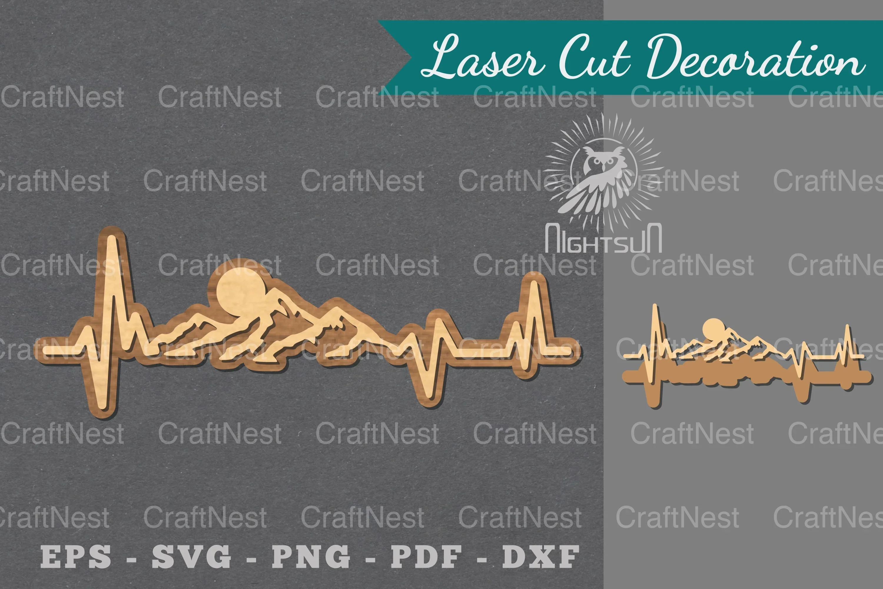 Mountain Heartbeat Laser Cut Decoration Clipart Bundle