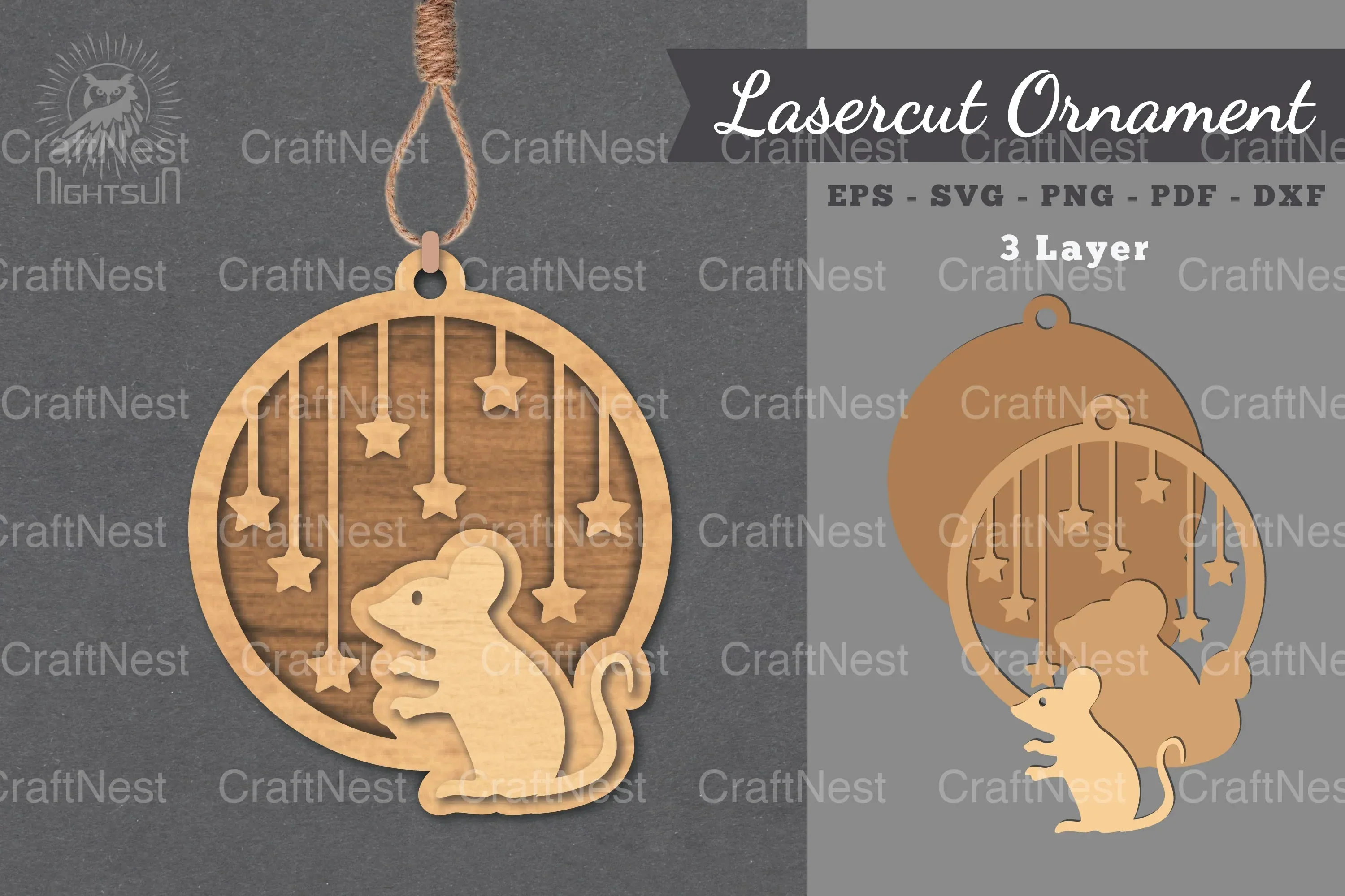 Mouse Laser Cut Ornament SVG Bundle