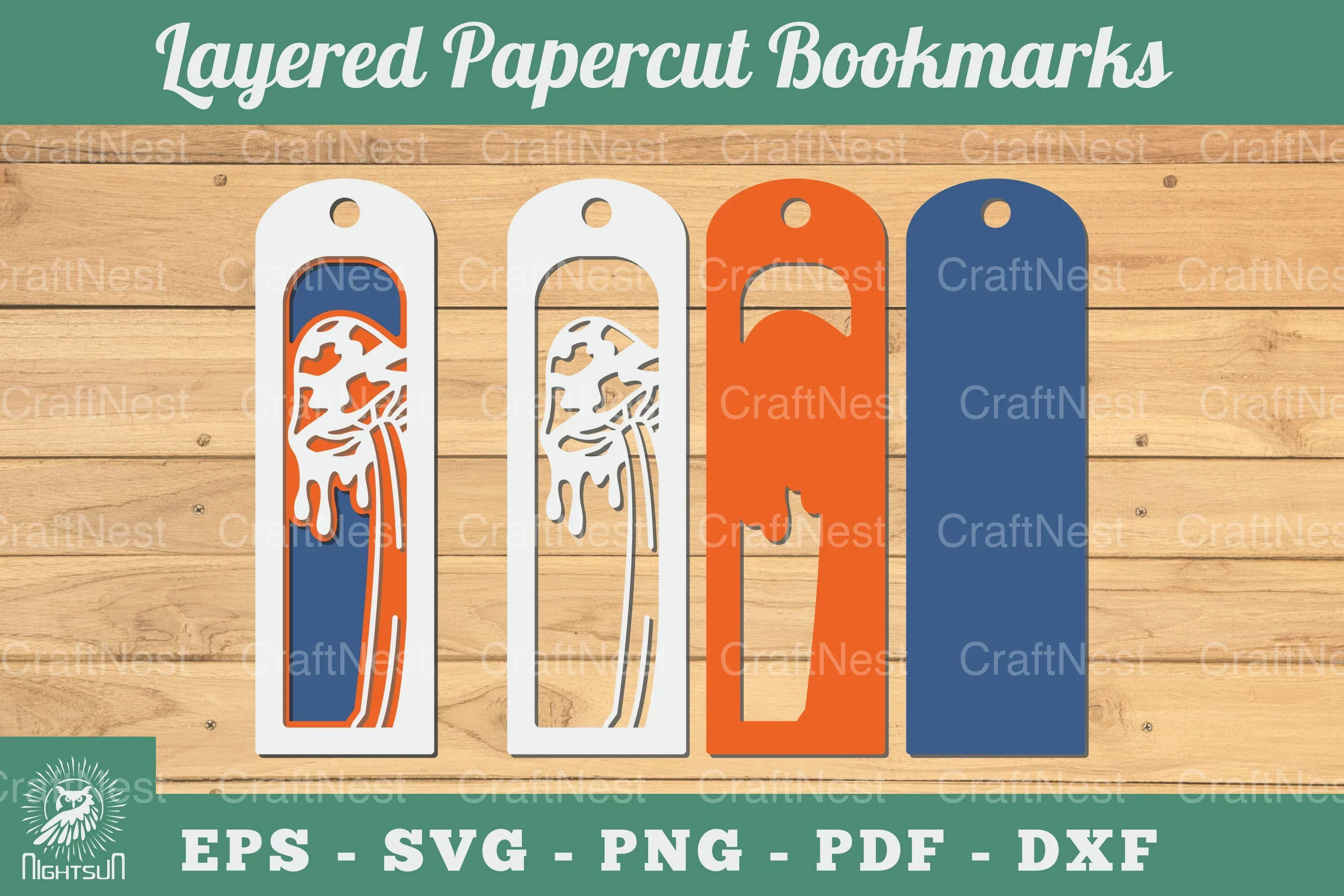 Mushroom 3D Papercut Bookmarks Clipart Bundle