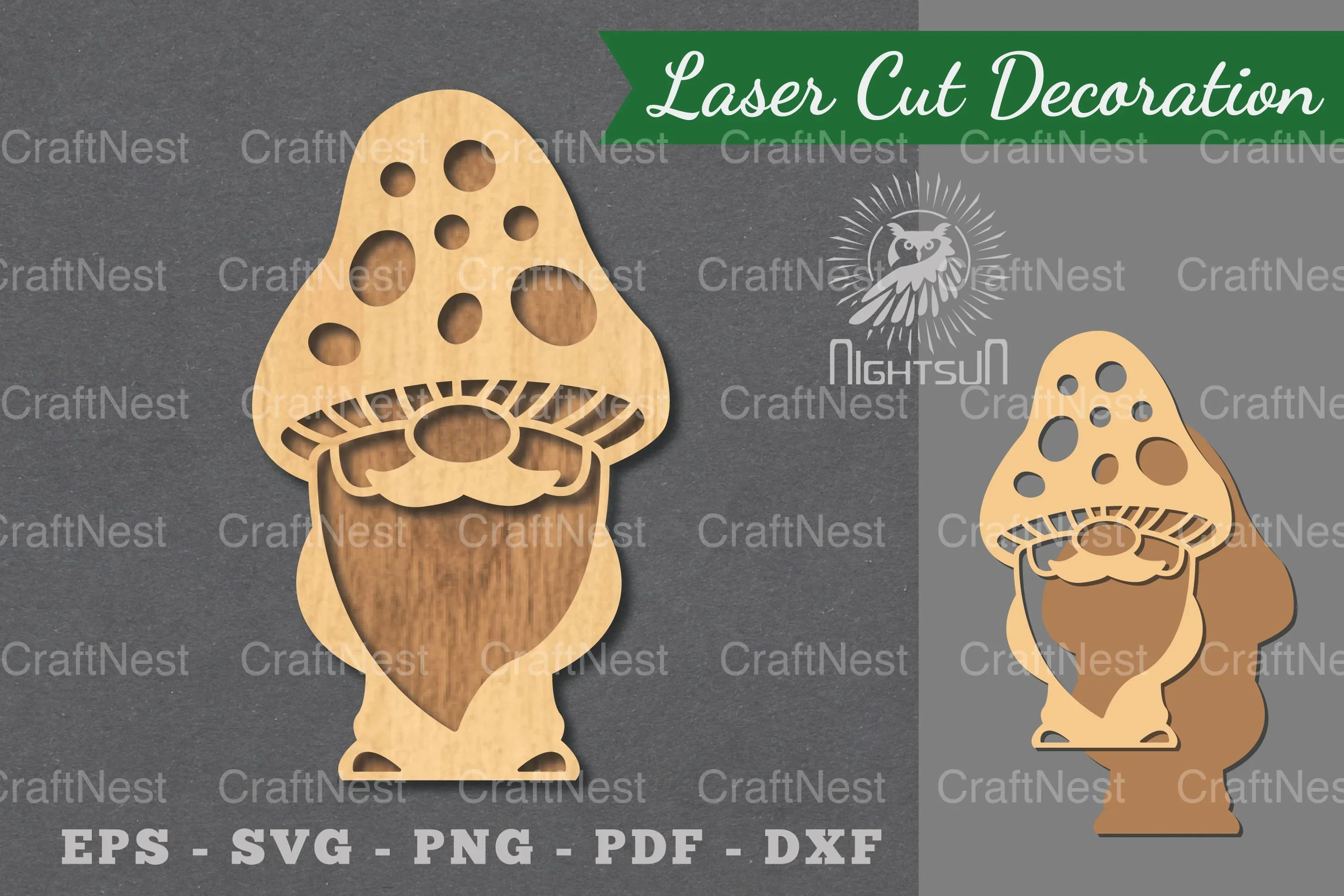 Mushroom Gnome Laser Cut Decoration Clipart Bundle