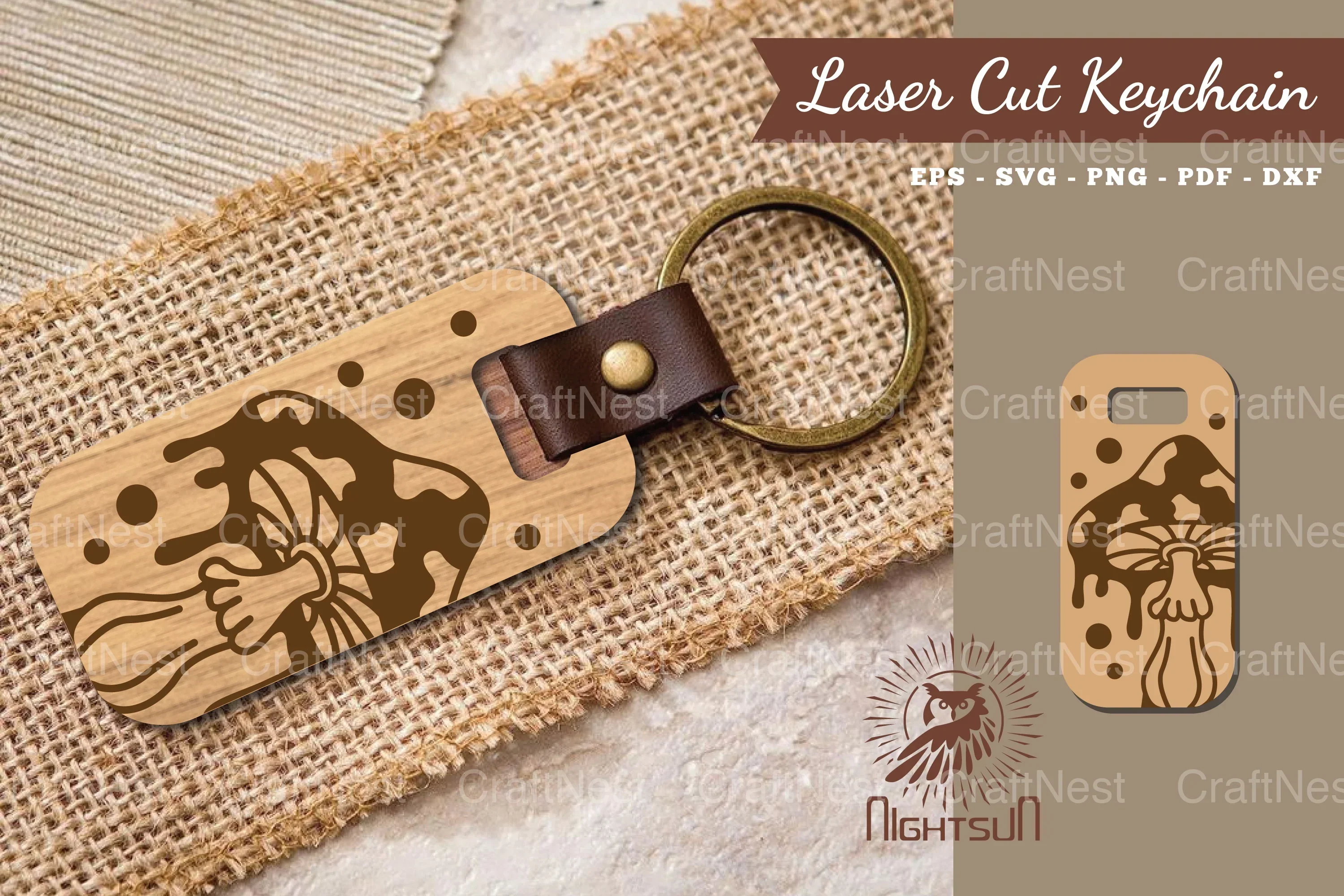 Mushroom Laser Cut Keychain Design Bundle