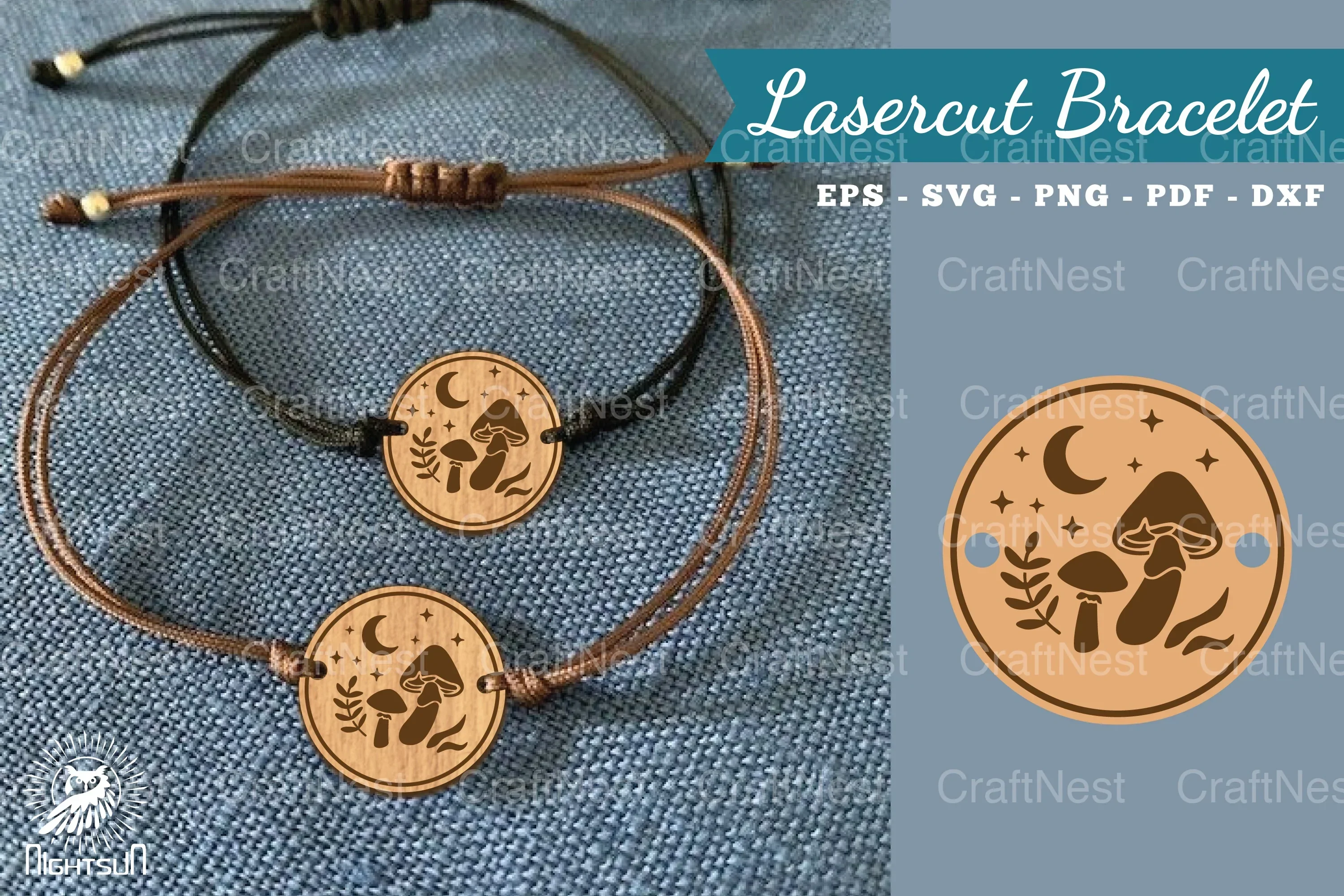 Mushroom Lasercut Bracelet Design Bundle