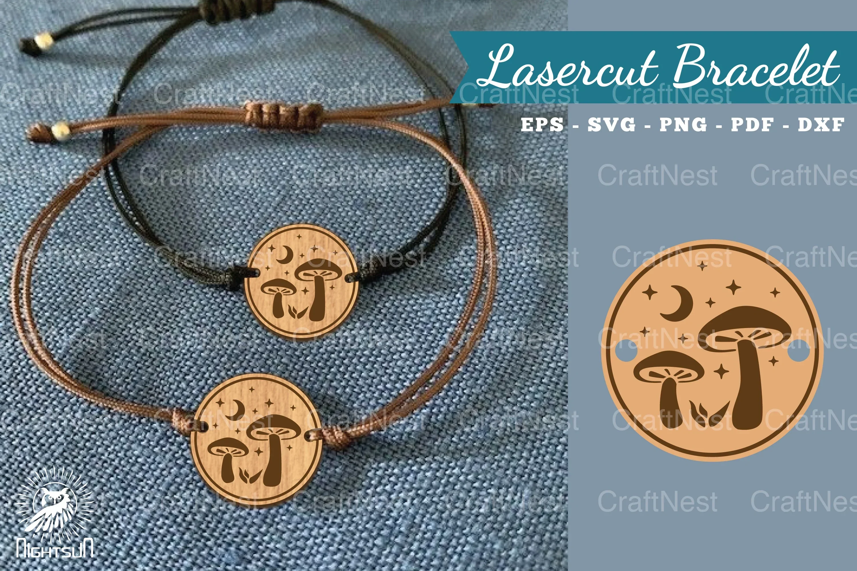 Mushroom Lasercut Bracelet Design Bundle