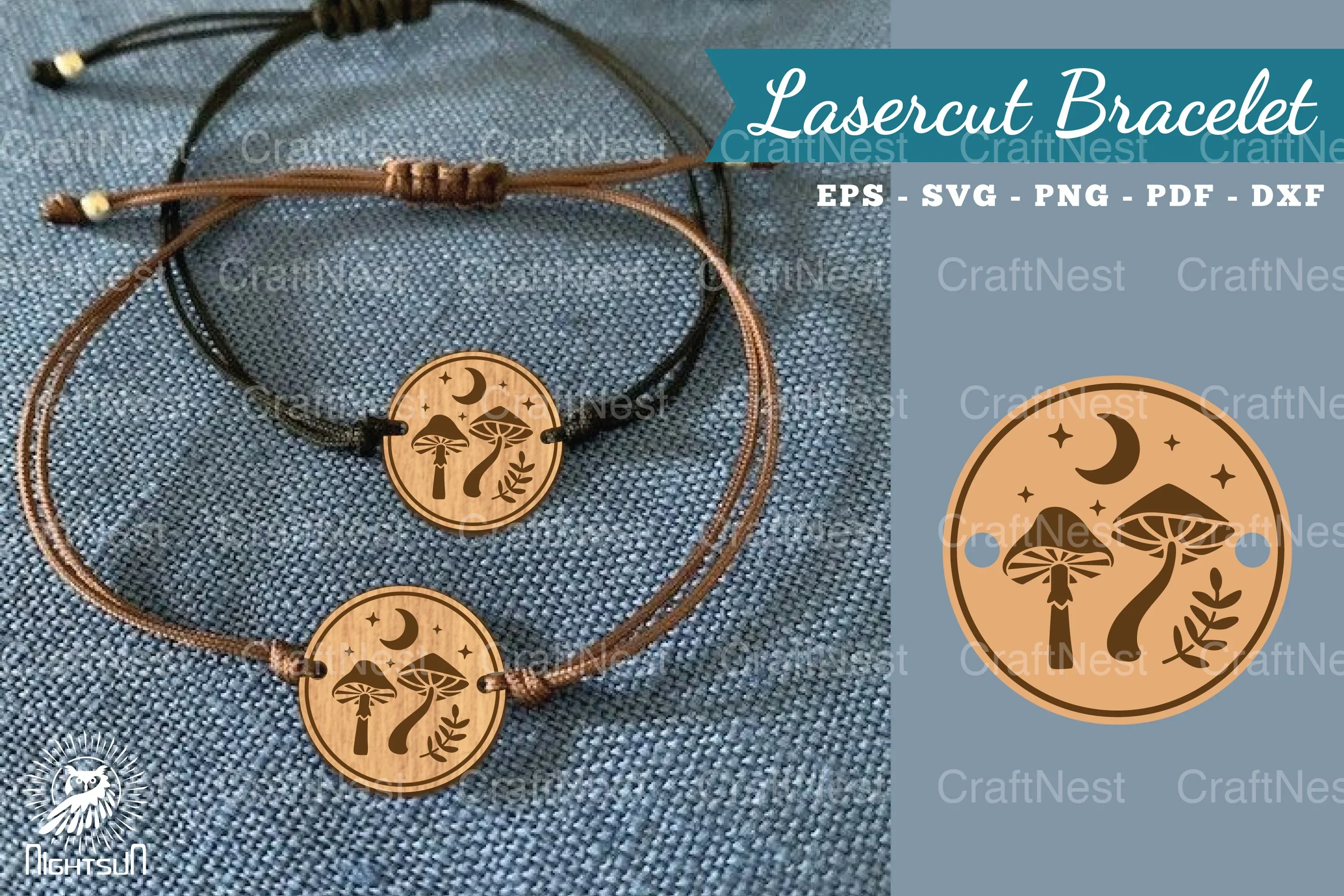 Mushroom Lasercut Bracelet Design Bundle