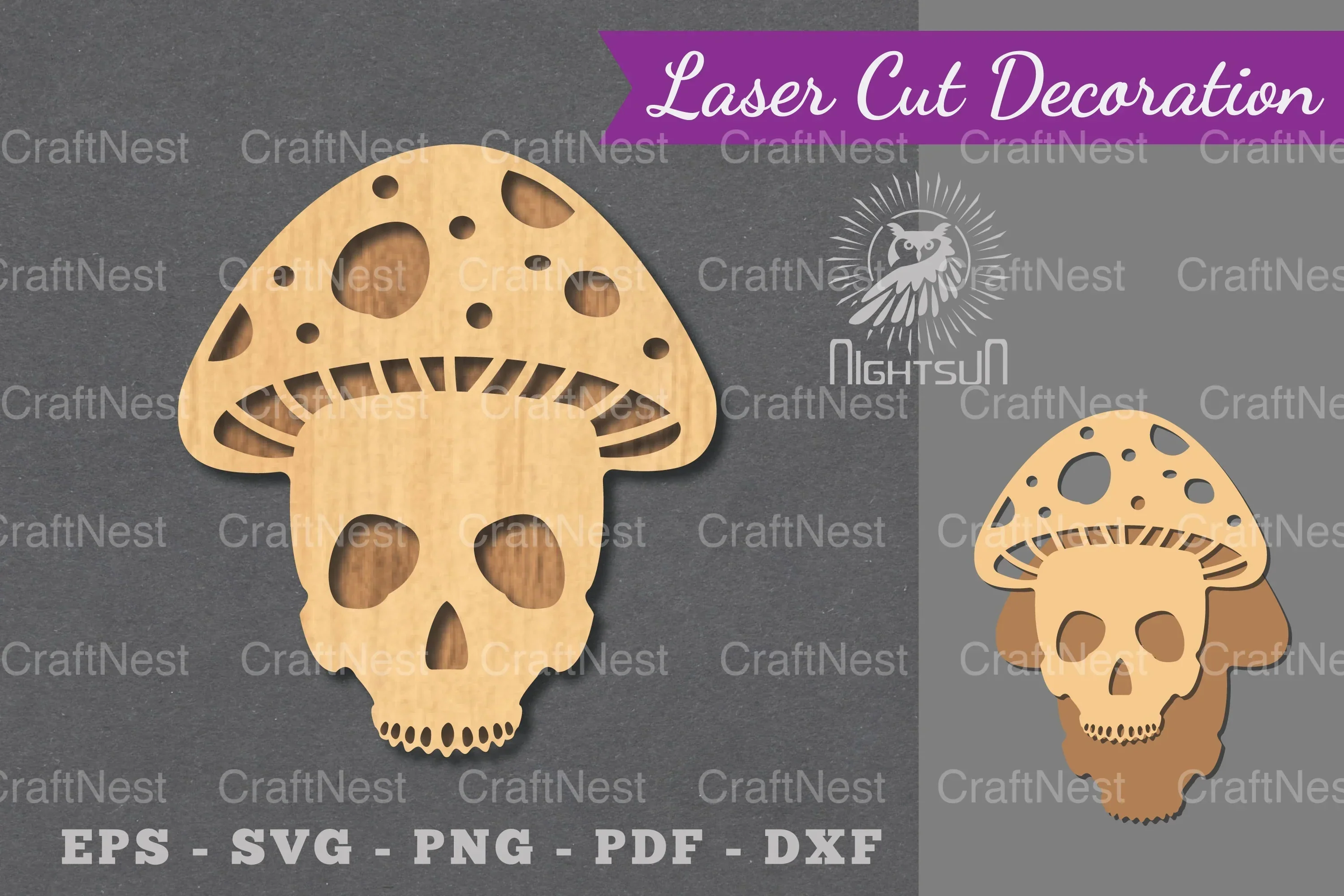 Mushroom Skull Laser Cut Decoration Clipart Bundle