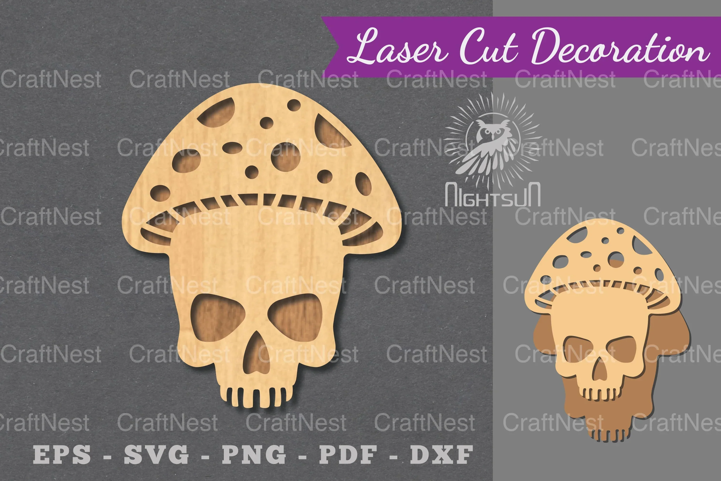Mushroom Skull Laser Cut Decoration Clipart Bundle