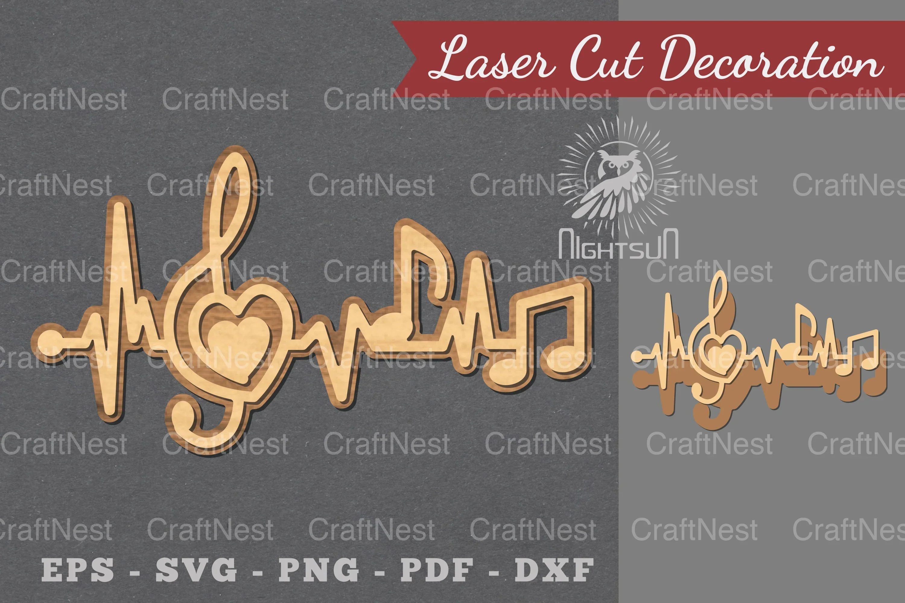 Music Notes Heartbeat Laser Cut Decoration Bundle