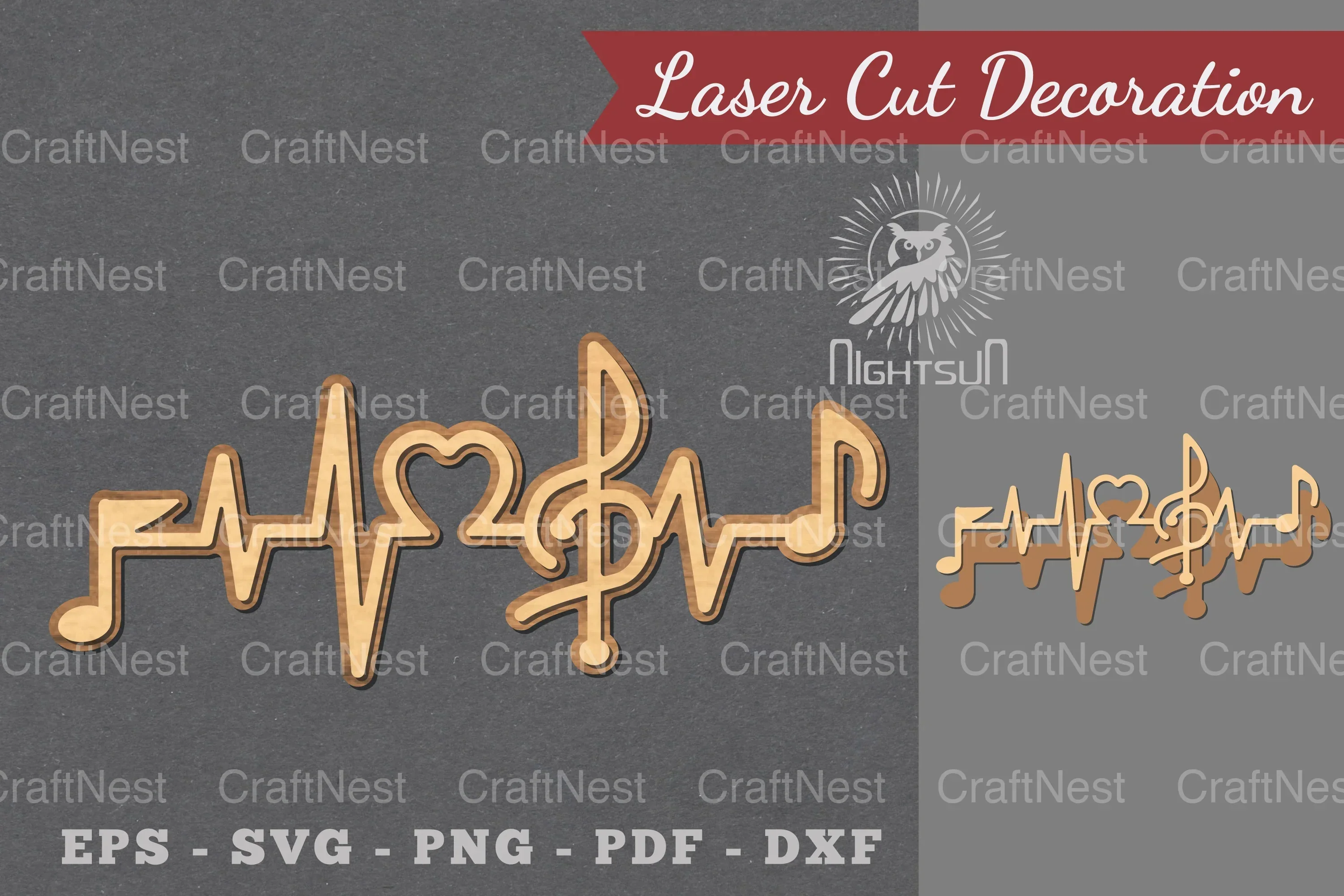 Music Notes Heartbeat Laser Cut Decoration Bundle