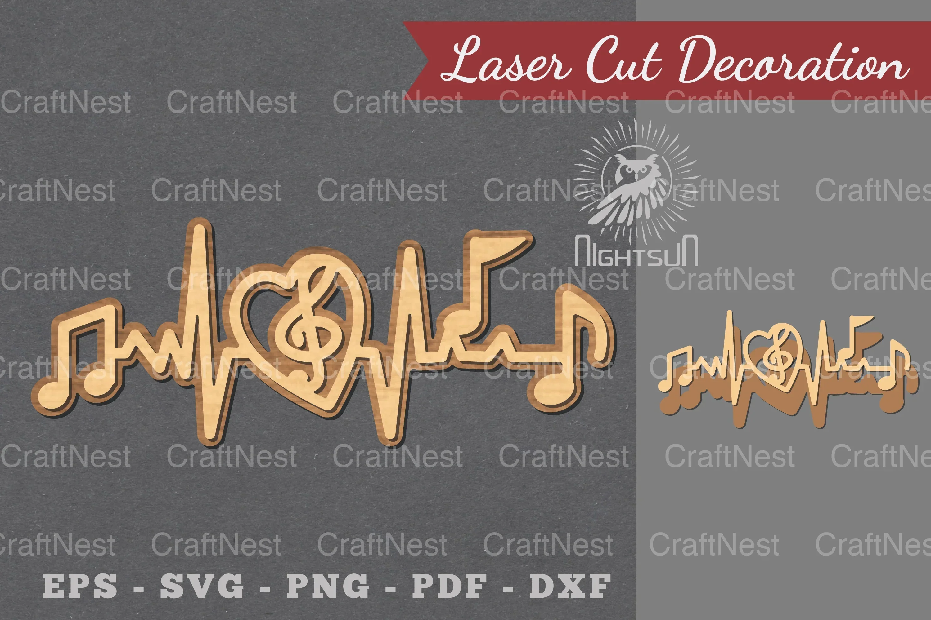 Music Notes Heartbeat Laser Cut Decoration Clipart Bundle