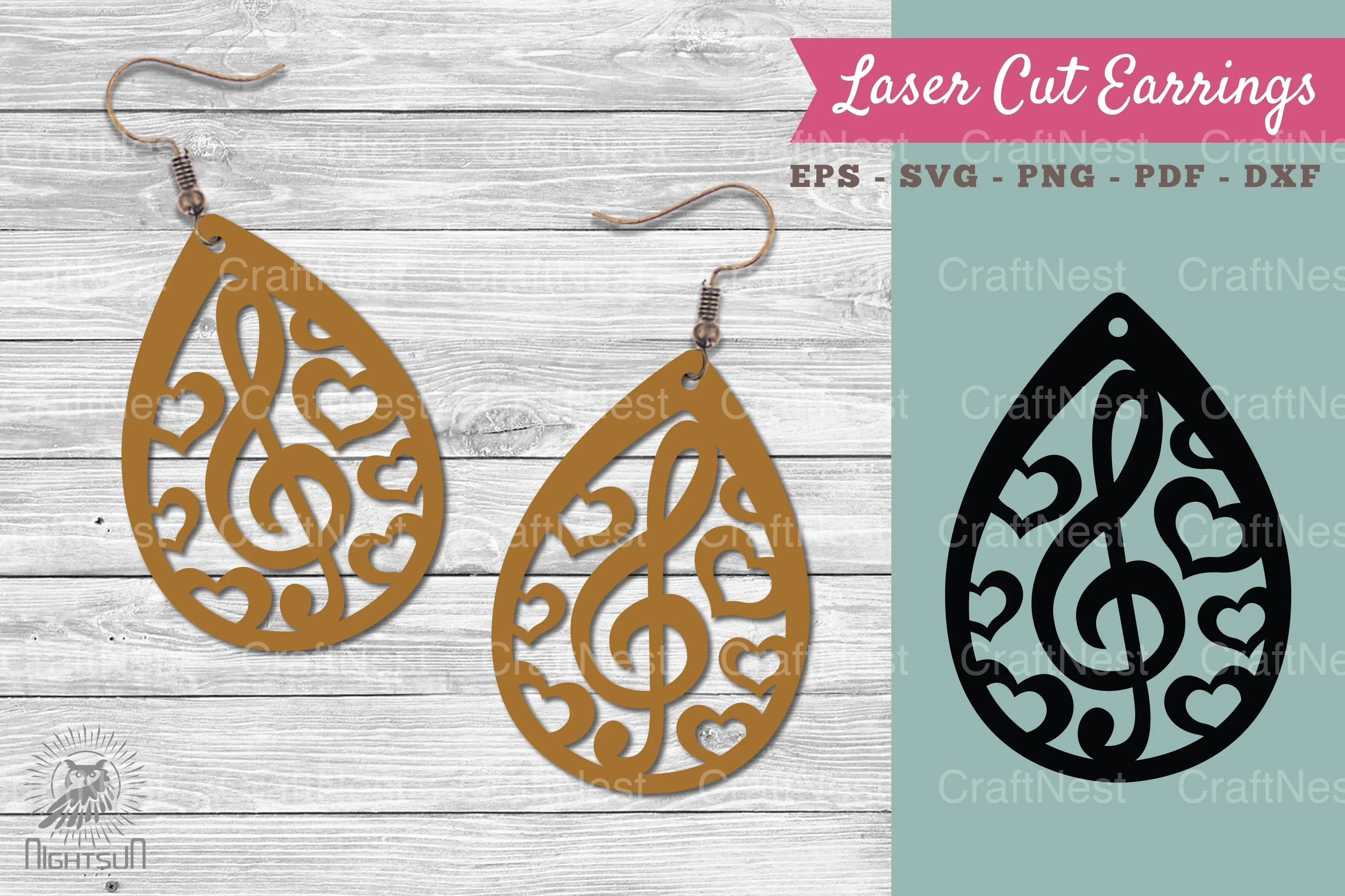 Music Notes Laser Cut Earrings SVG Bundle