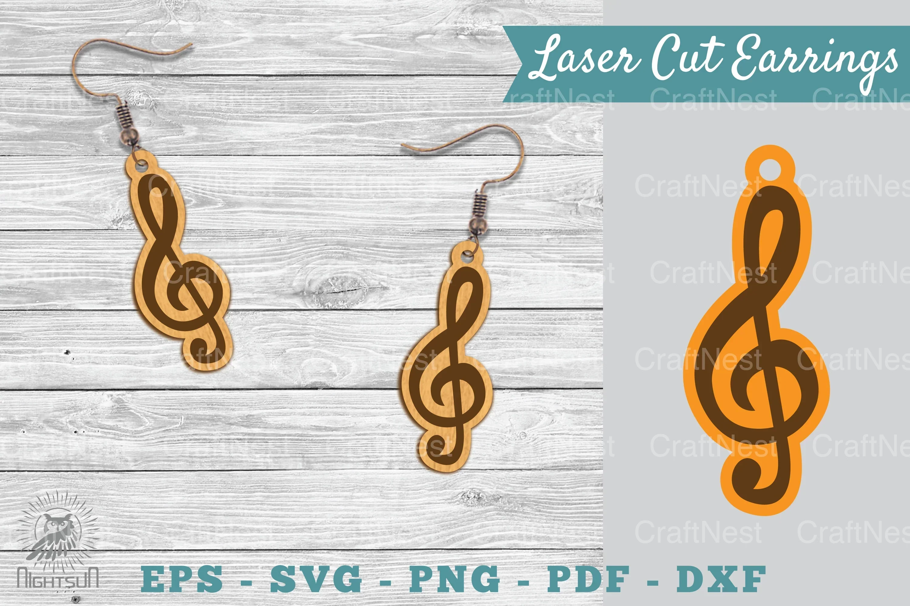 Music Notes Laser Cut Earrings SVG Bundle