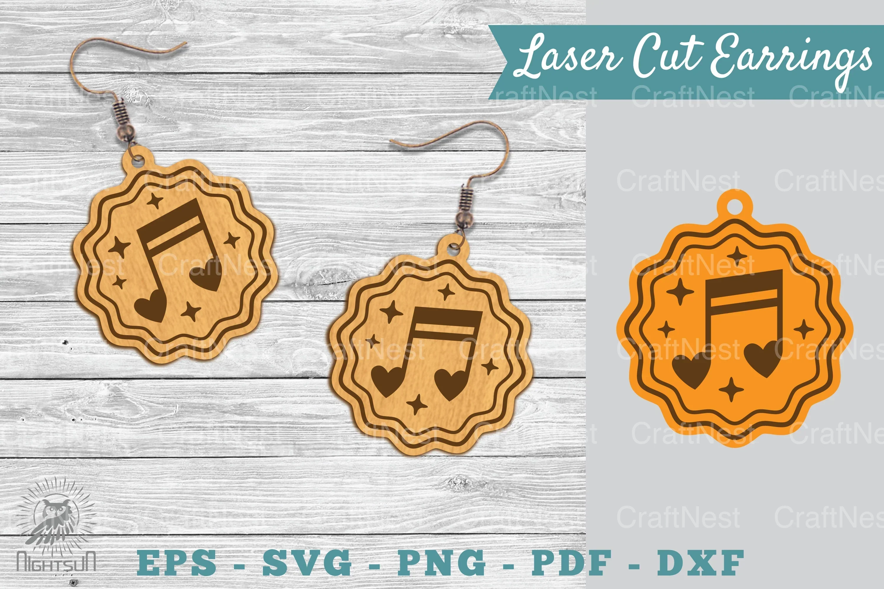 Music Notes Laser Cut Earrings SVG Bundle