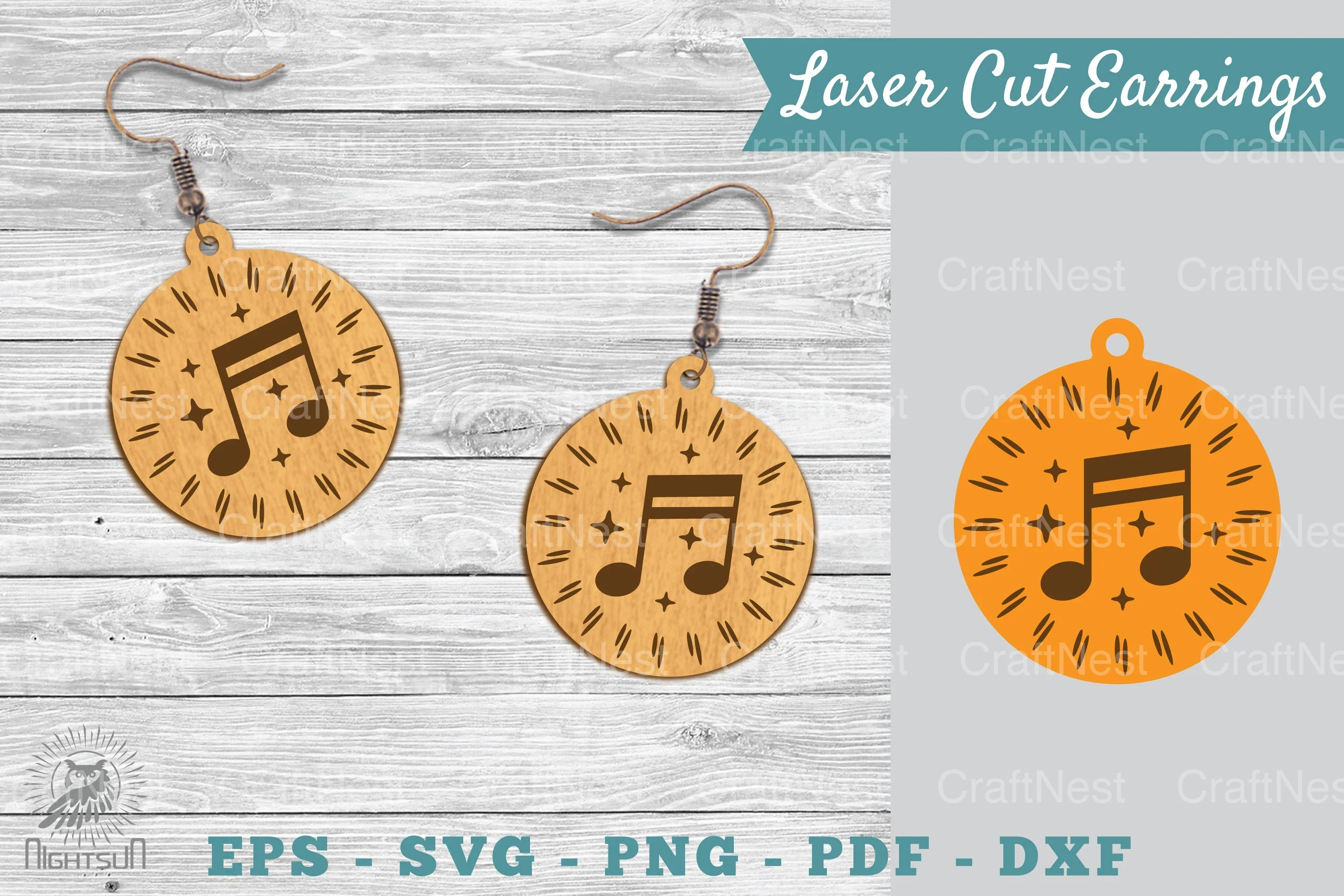 Music Notes Laser Cut Earrings SVG Bundle