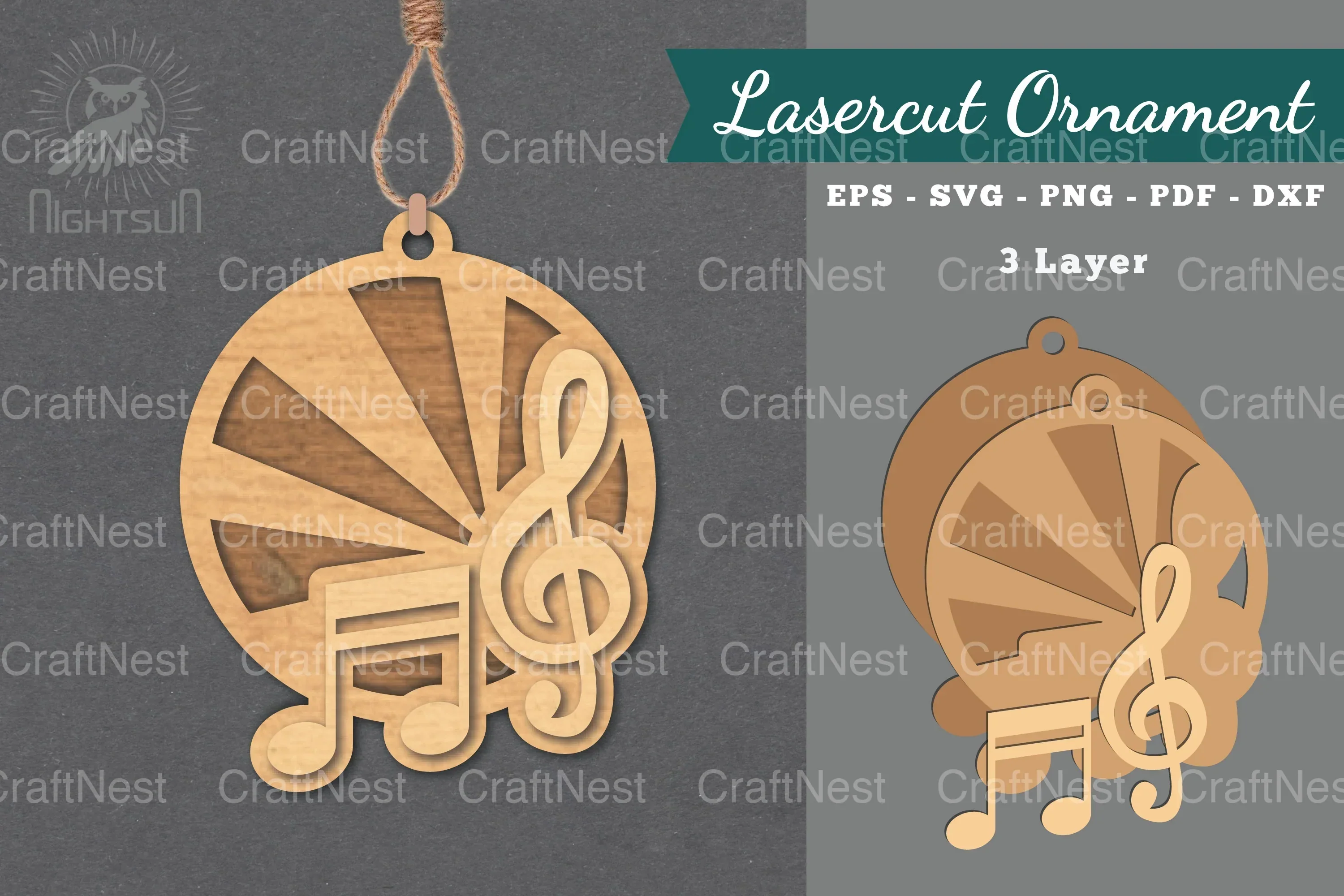 Music Notes Laser Cut Ornament Clipart Bundle