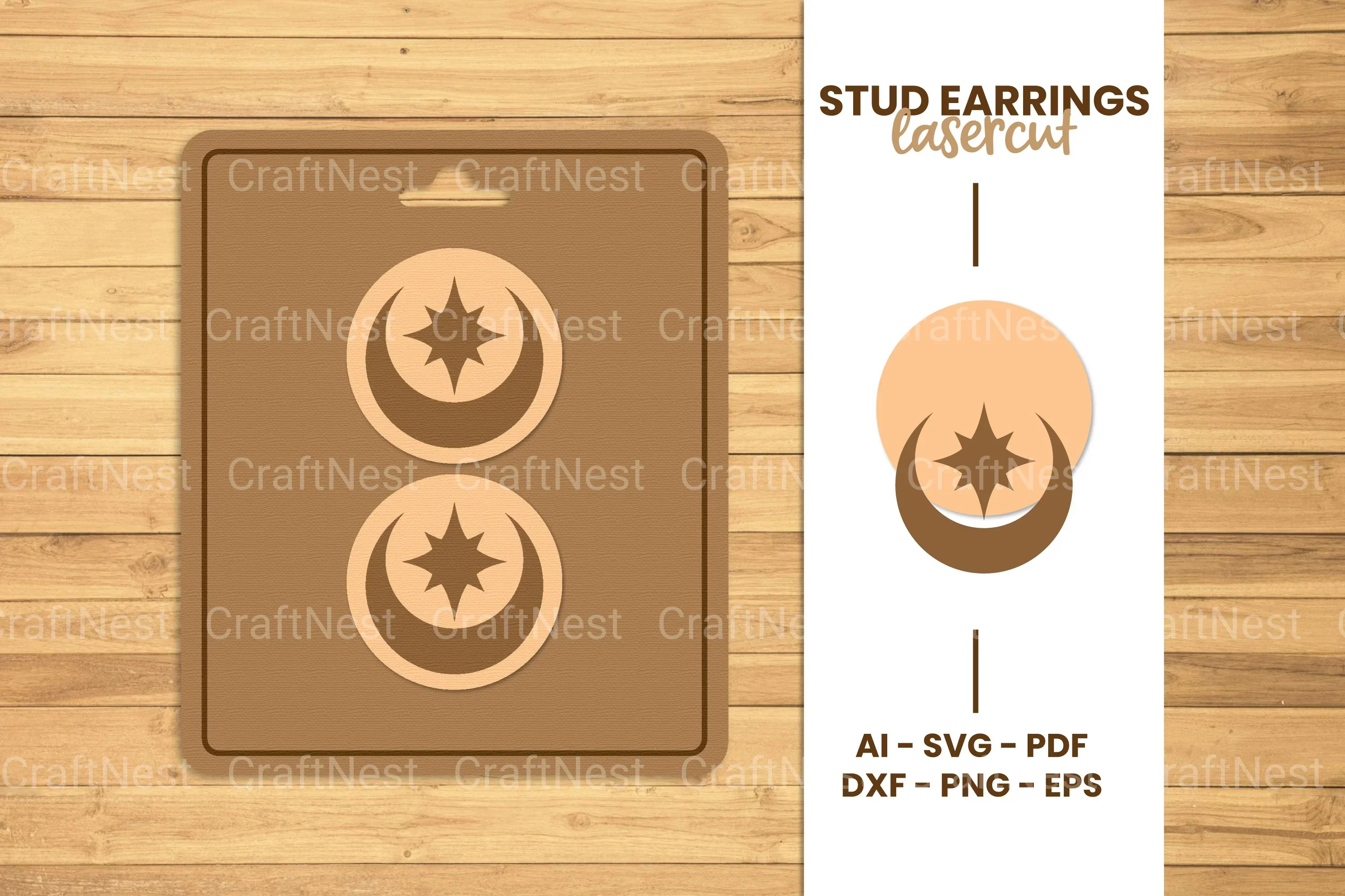 Mystical Stud Earrings Lasercut SVG Bundle