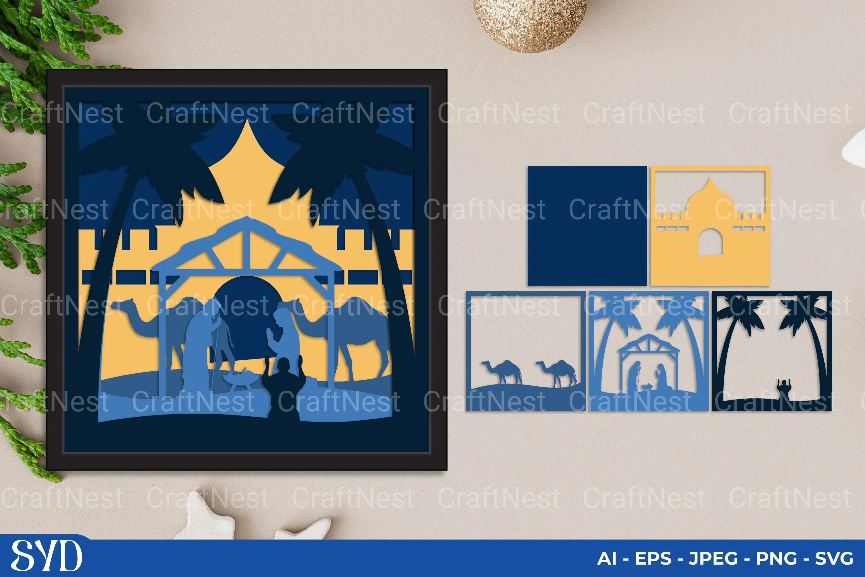 Nativity 3D Layered Papercut SVG Bundle