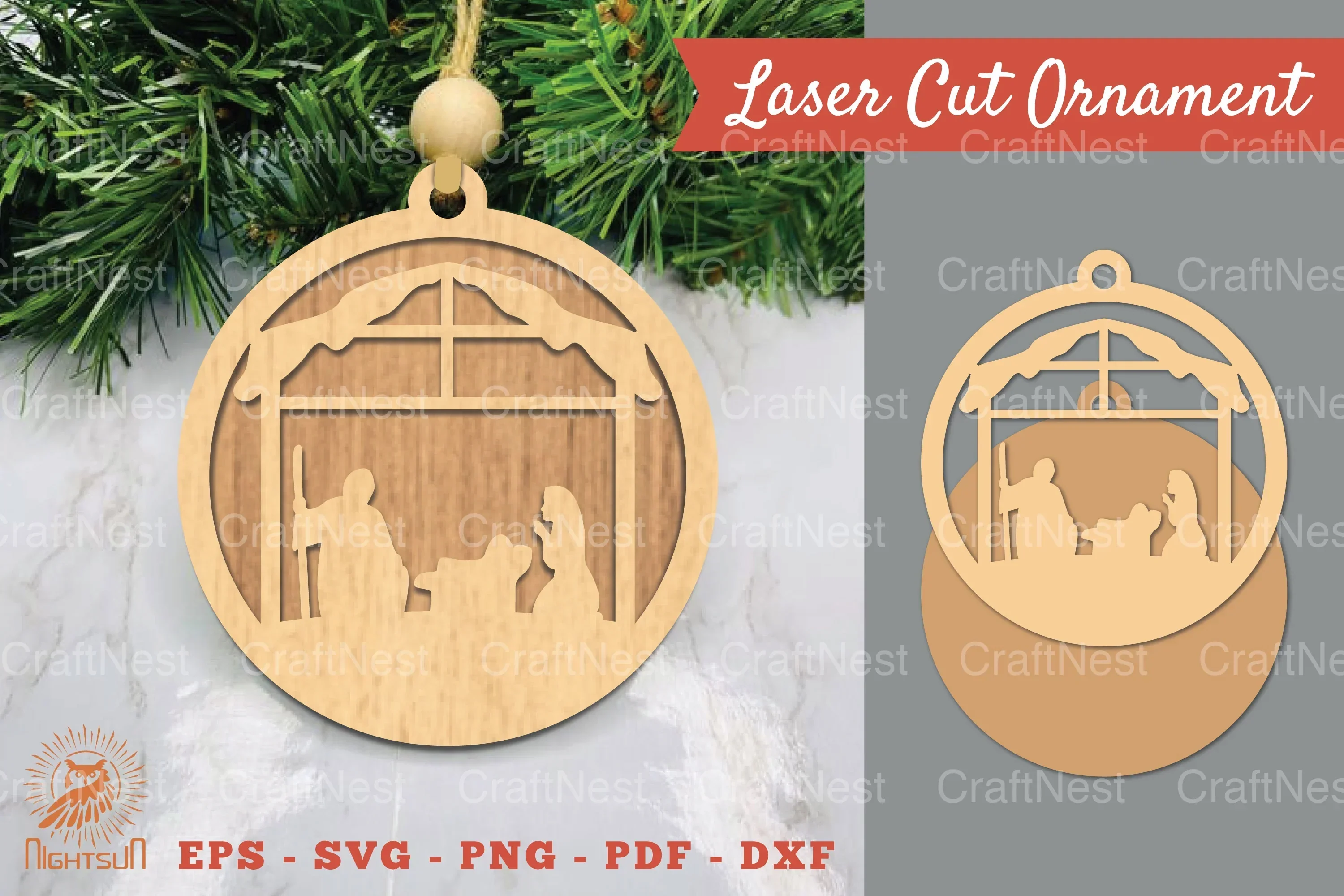 Nativity Laser Cut Ornament Clipart Bundle
