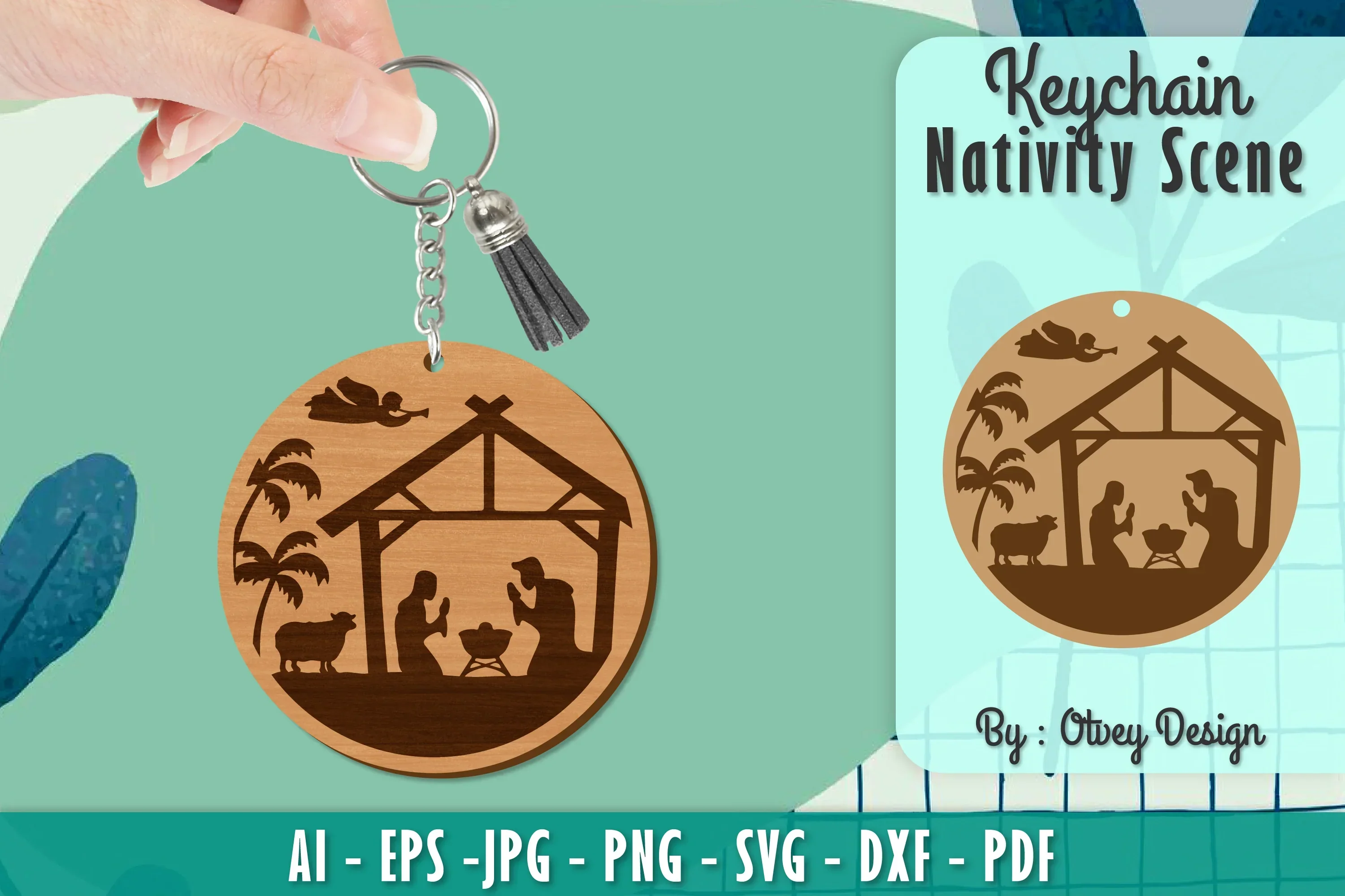 Nativity Scene Keychain Laser Cut SVG Bundle