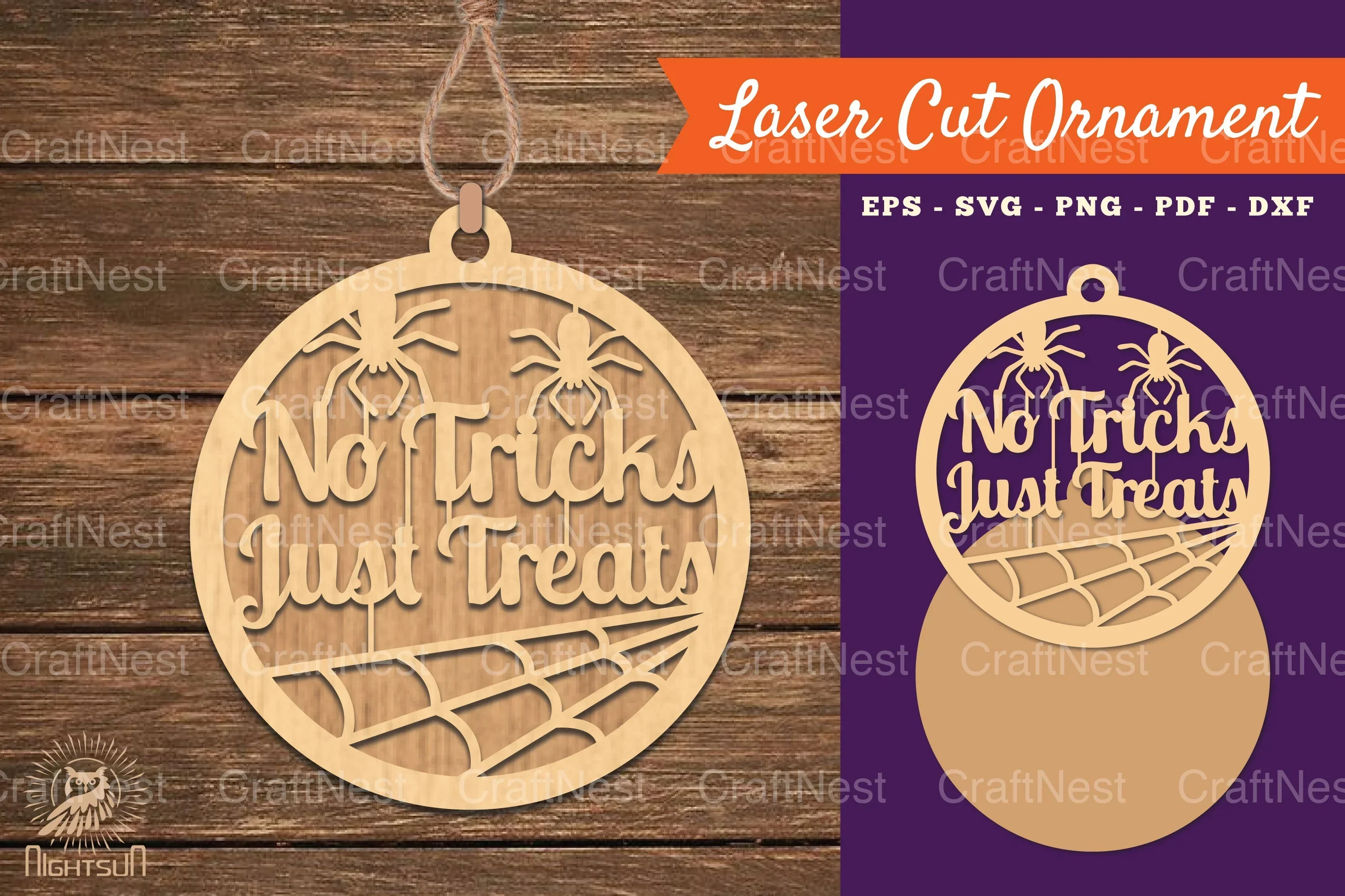 No Tricks Just Treats Laser Cut Ornament Clipart Bundle