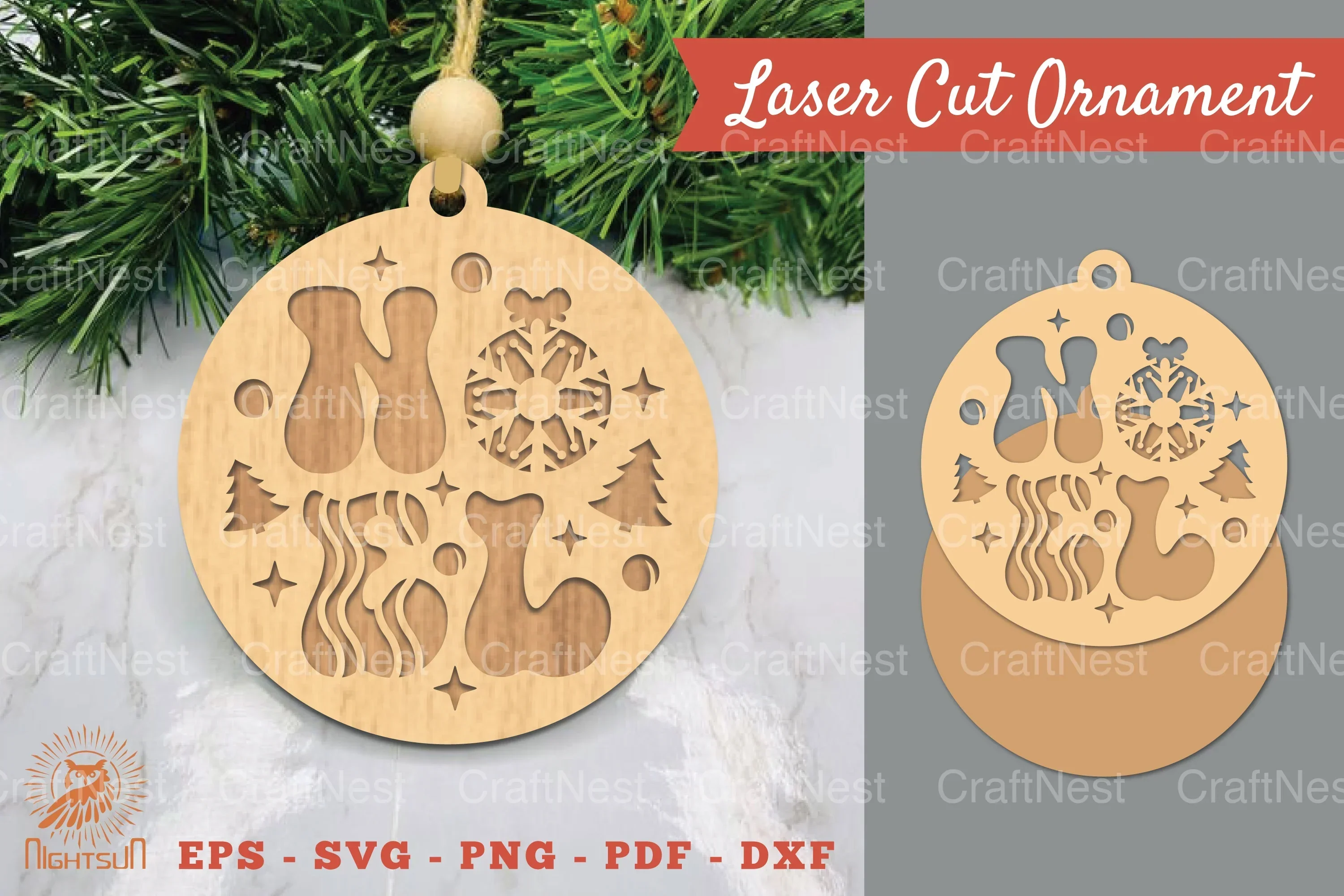 Noel Laser Cut Ornament SVG Bundle