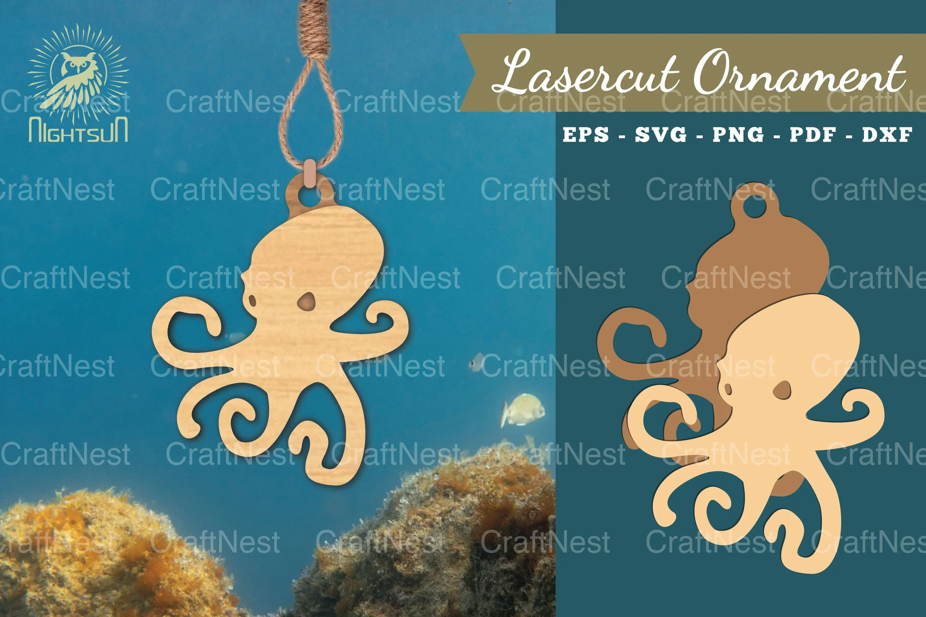 Octopus Laser Cut Ornament Clipart Bundle
