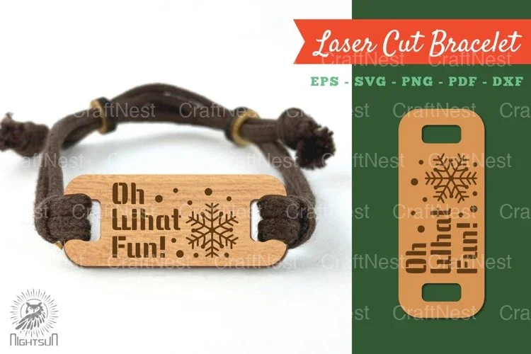 Oh What Fun Laser Cut Bracelet SVG Design Bundle