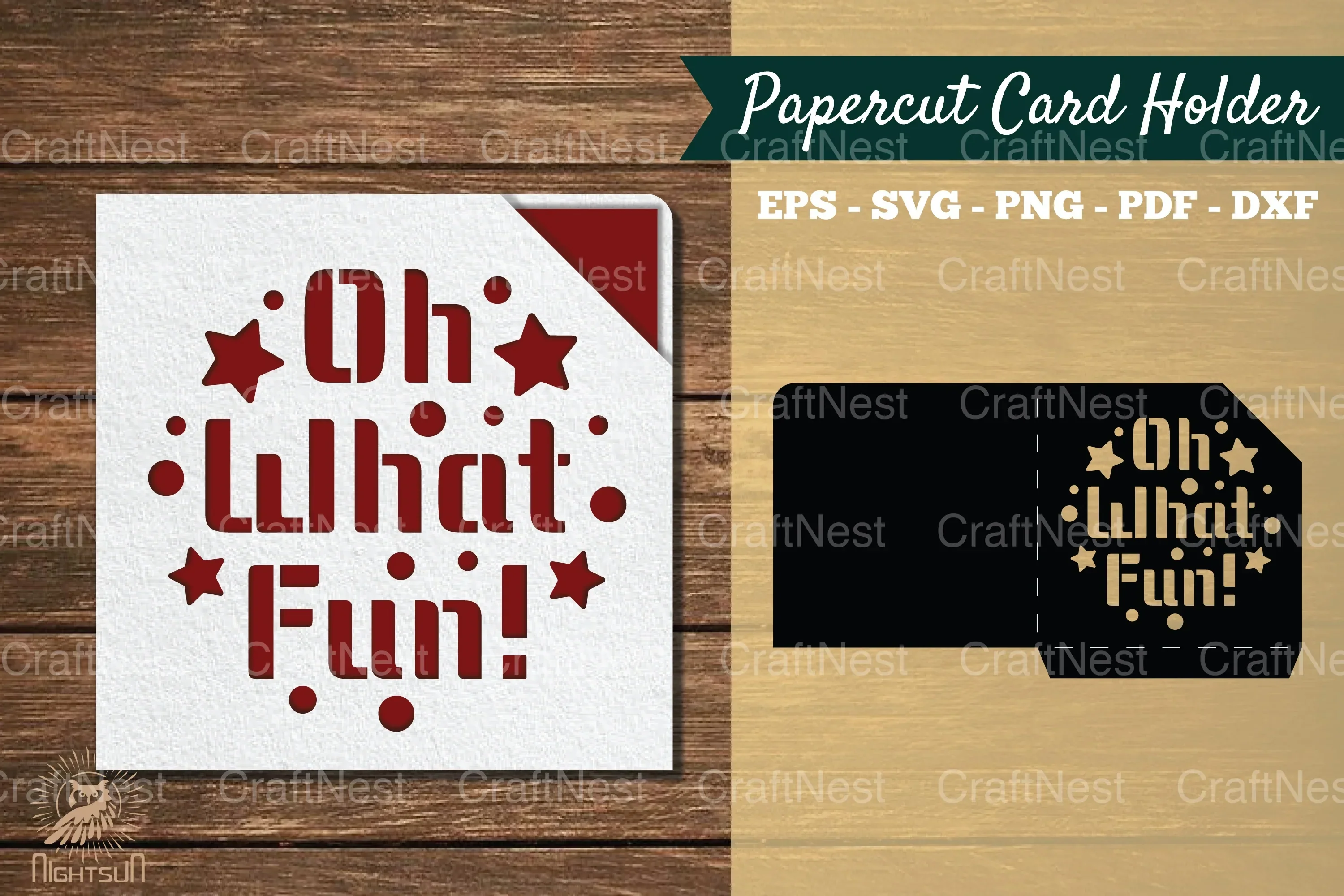 Oh What Fun Papercut Card Holder SVG Bundle