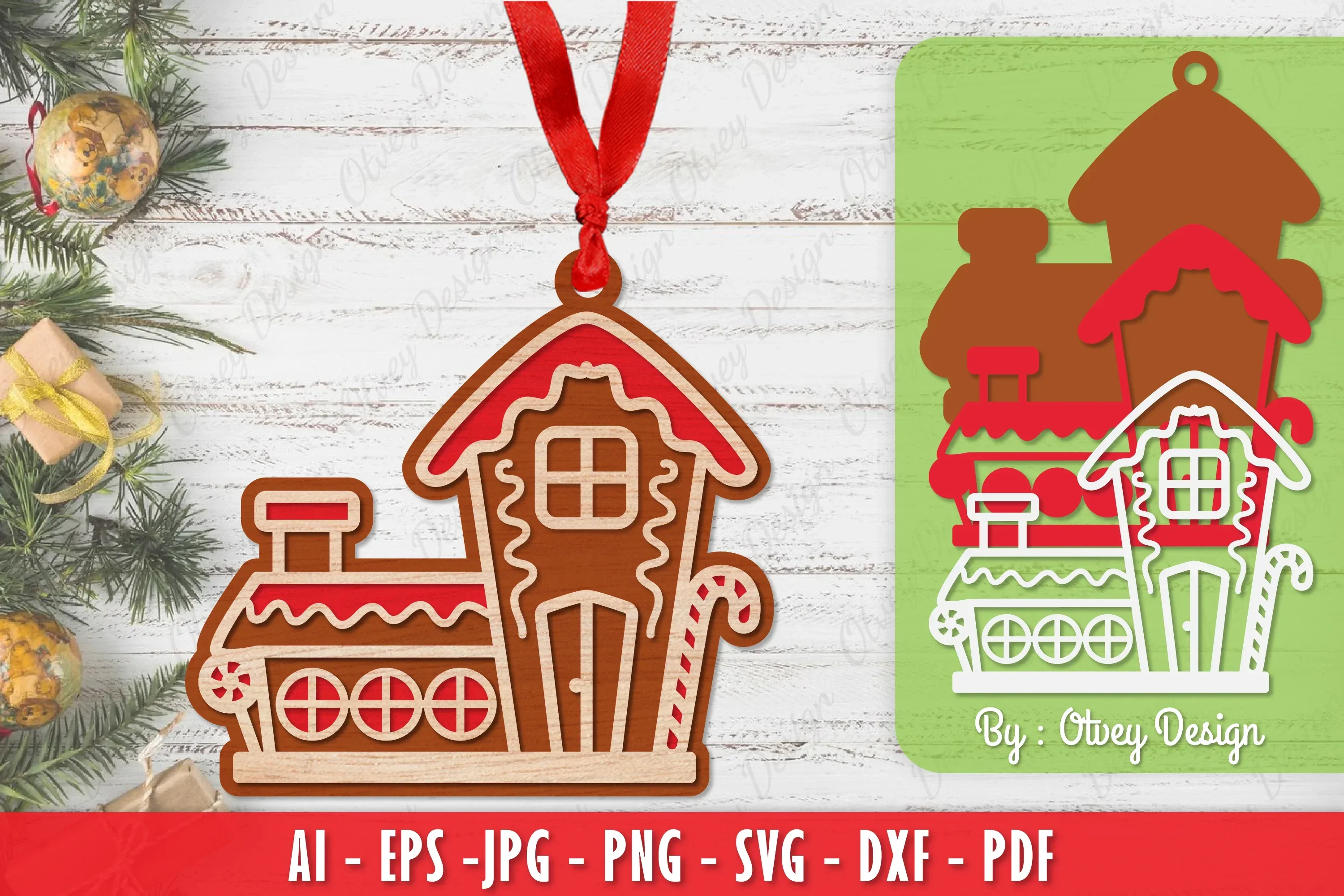 Ornament Gingerbread House Laser Cut SVG Bundle