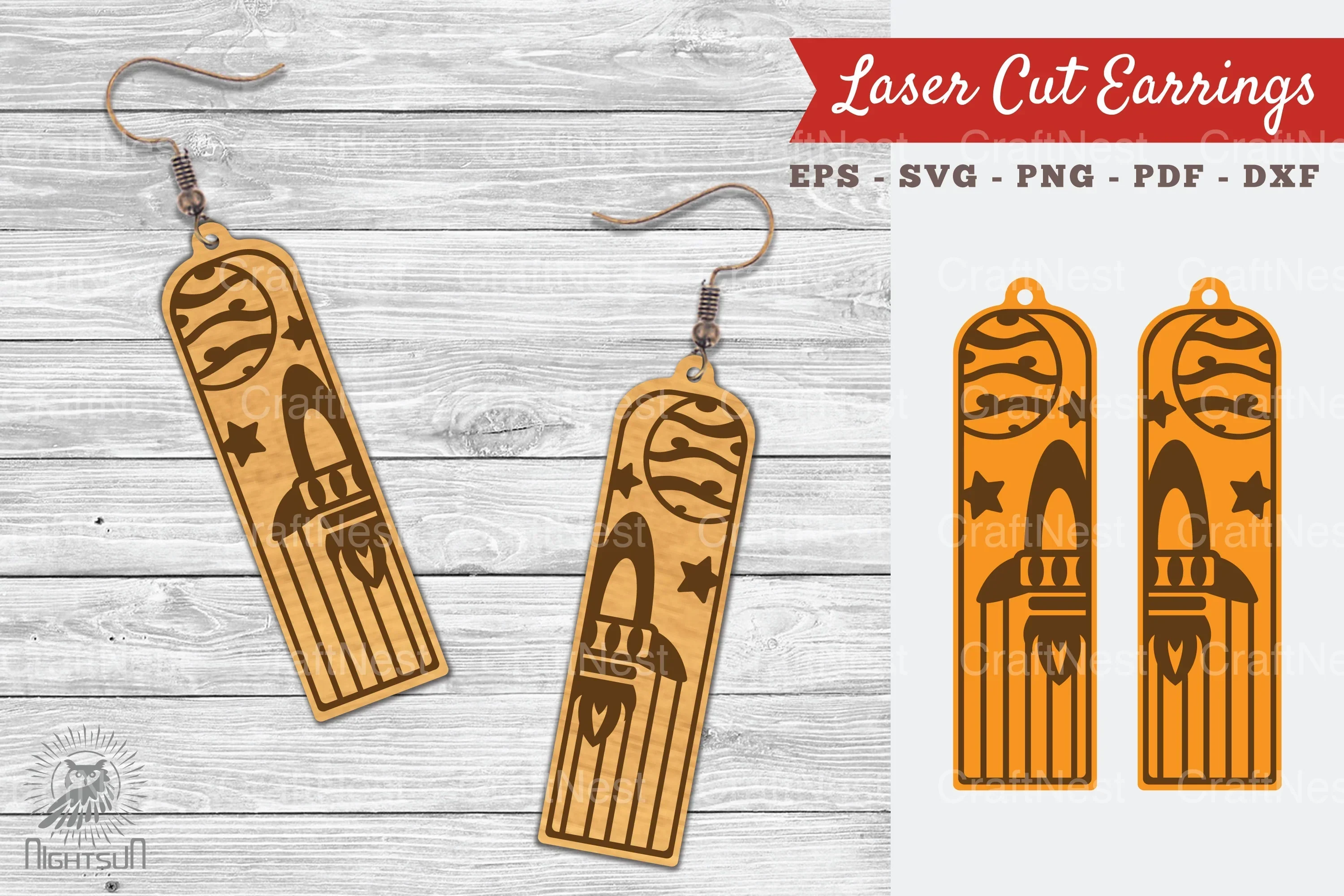 Outer Space Laser Cut Earrings SVG Bundle