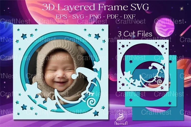 Outer Space Layered Frame Clipart Bundle