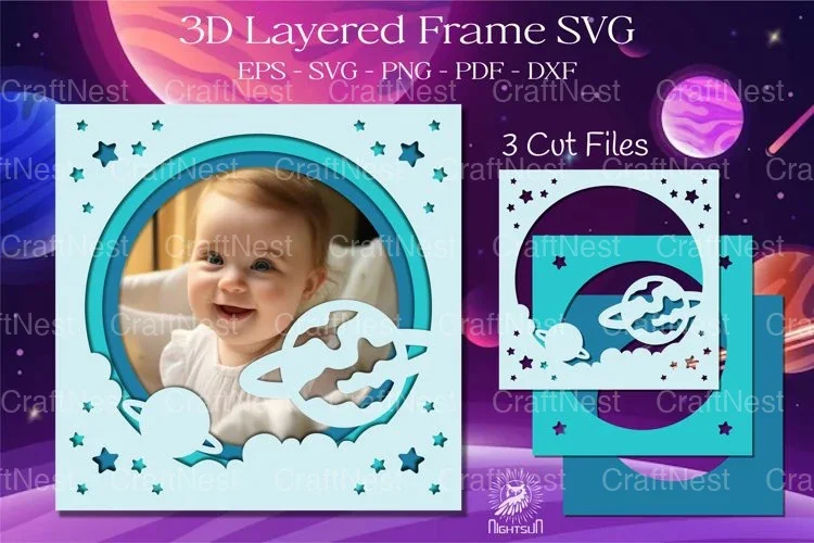 Outer Space Layered Frame Clipart Bundle