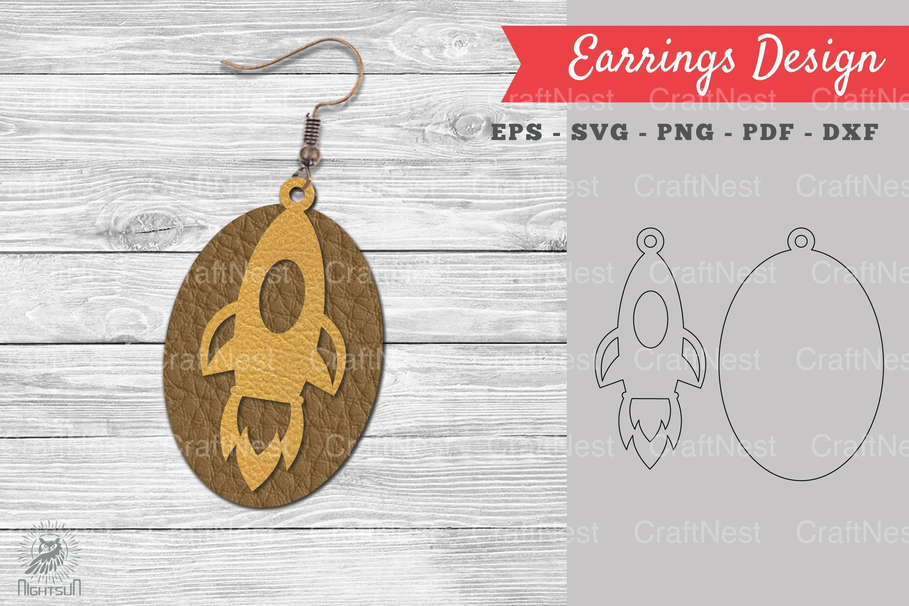 Outer Space Leather Earring Design Clipart Bundle