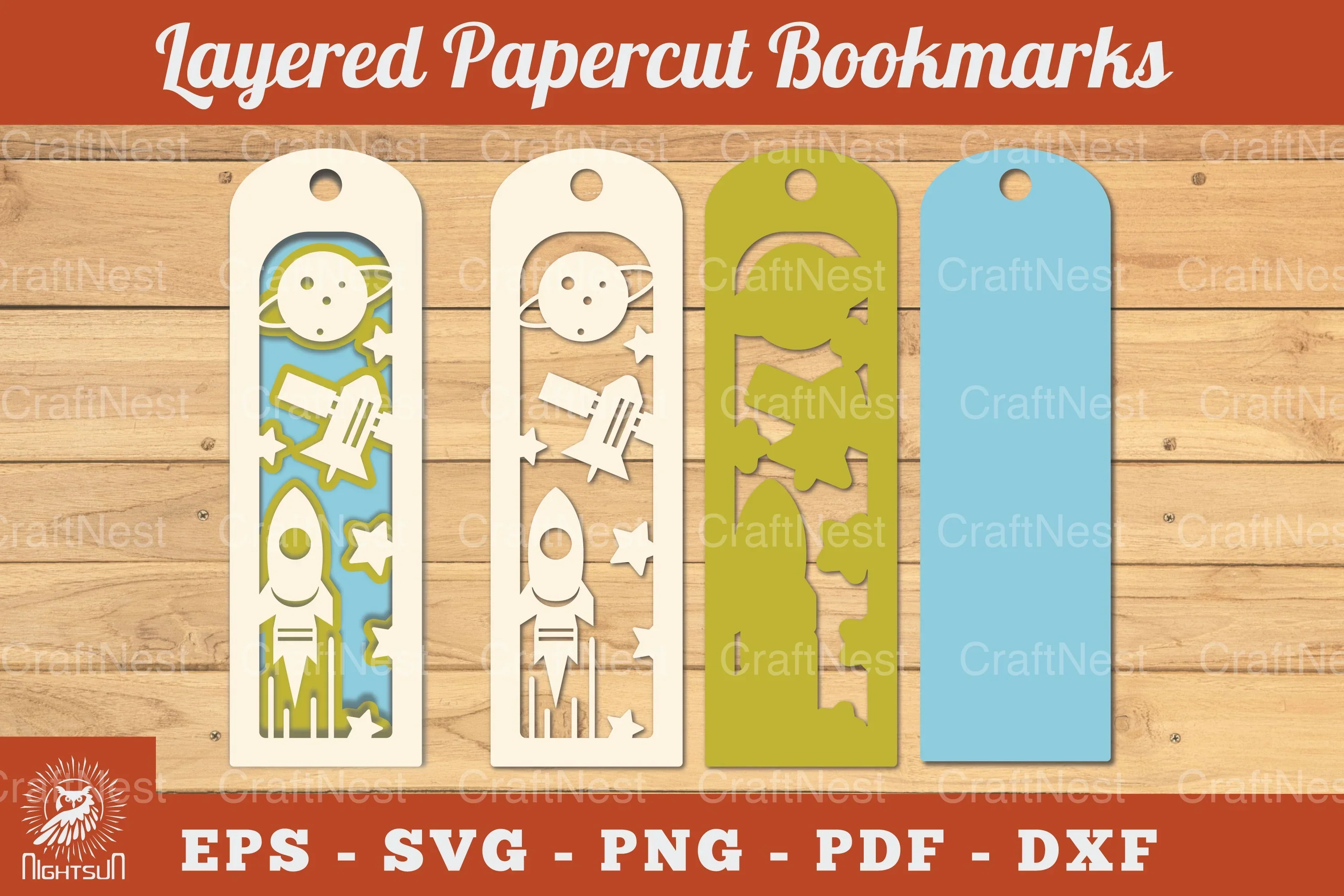 Outer Space Papercut Bookmark SVG Bundle