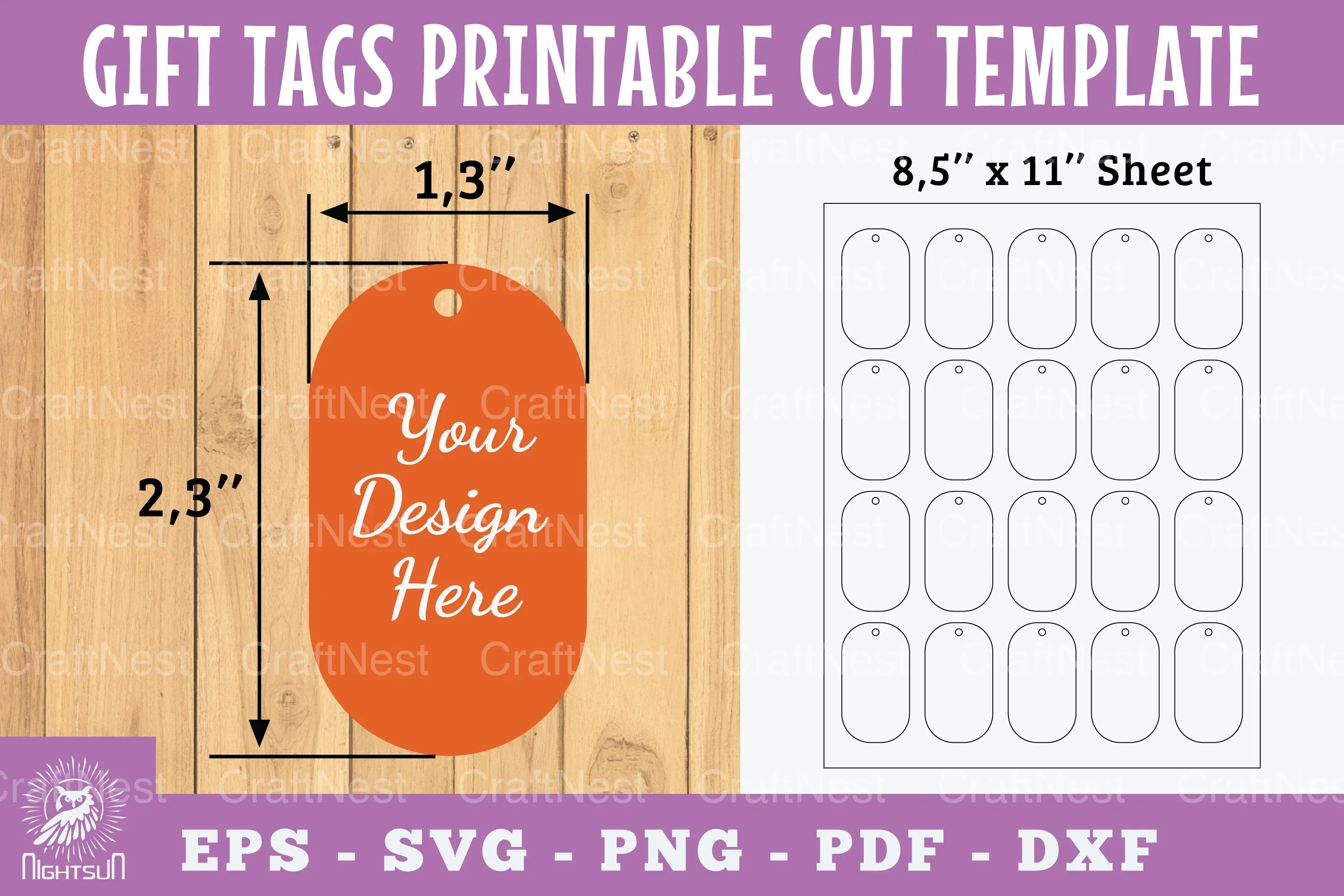 Oval Gift Tags Printable Template - Papercut Bundle