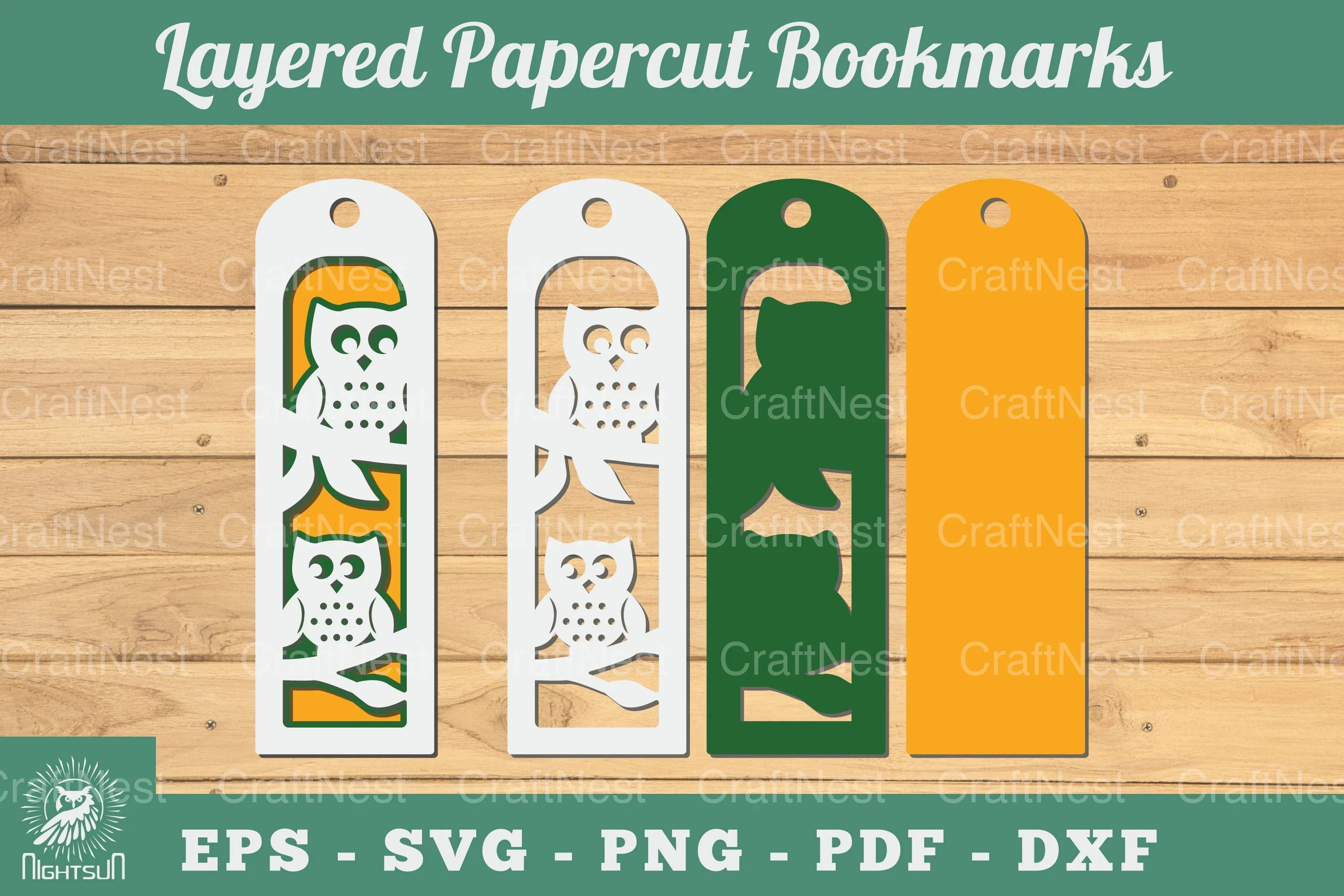 Owl 3D Papercut Bookmarks Clipart Bundle